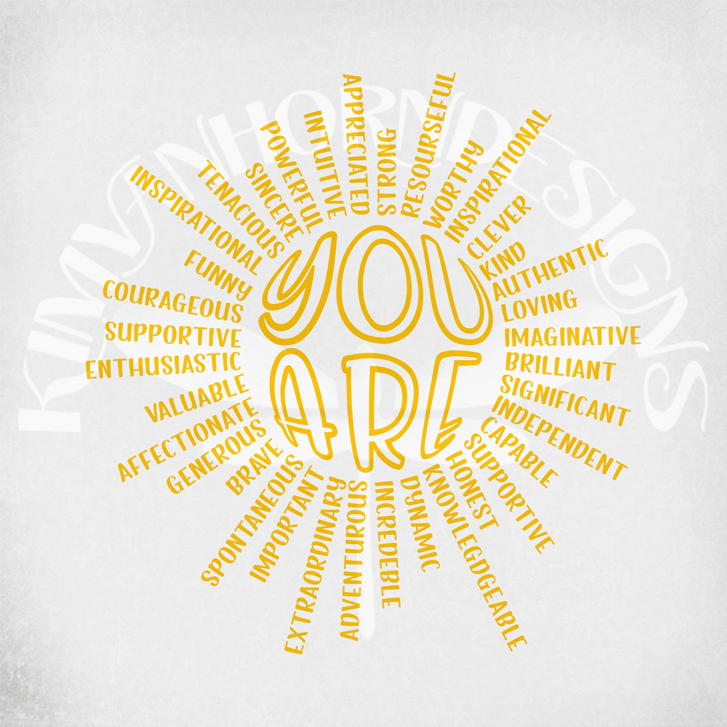 Affirmation Sun in Yellow, Single Layer svg and dxf Cut Files, Printable png and jpeg, Instant Download Only