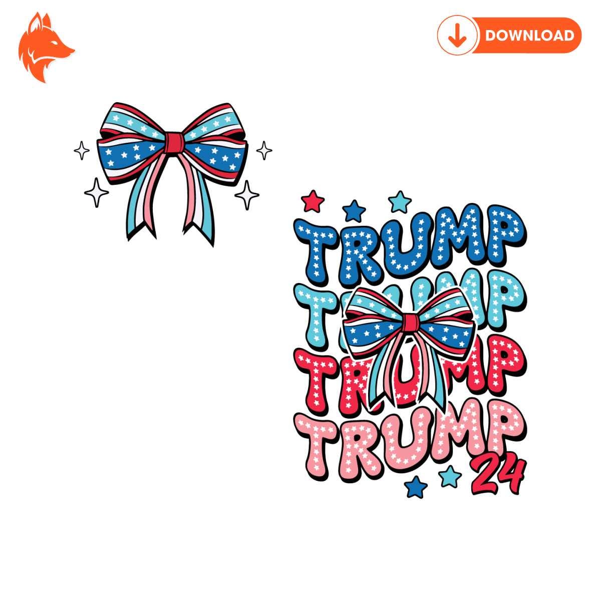 Free Retro Trump 2024 Ribbon Bow SVG