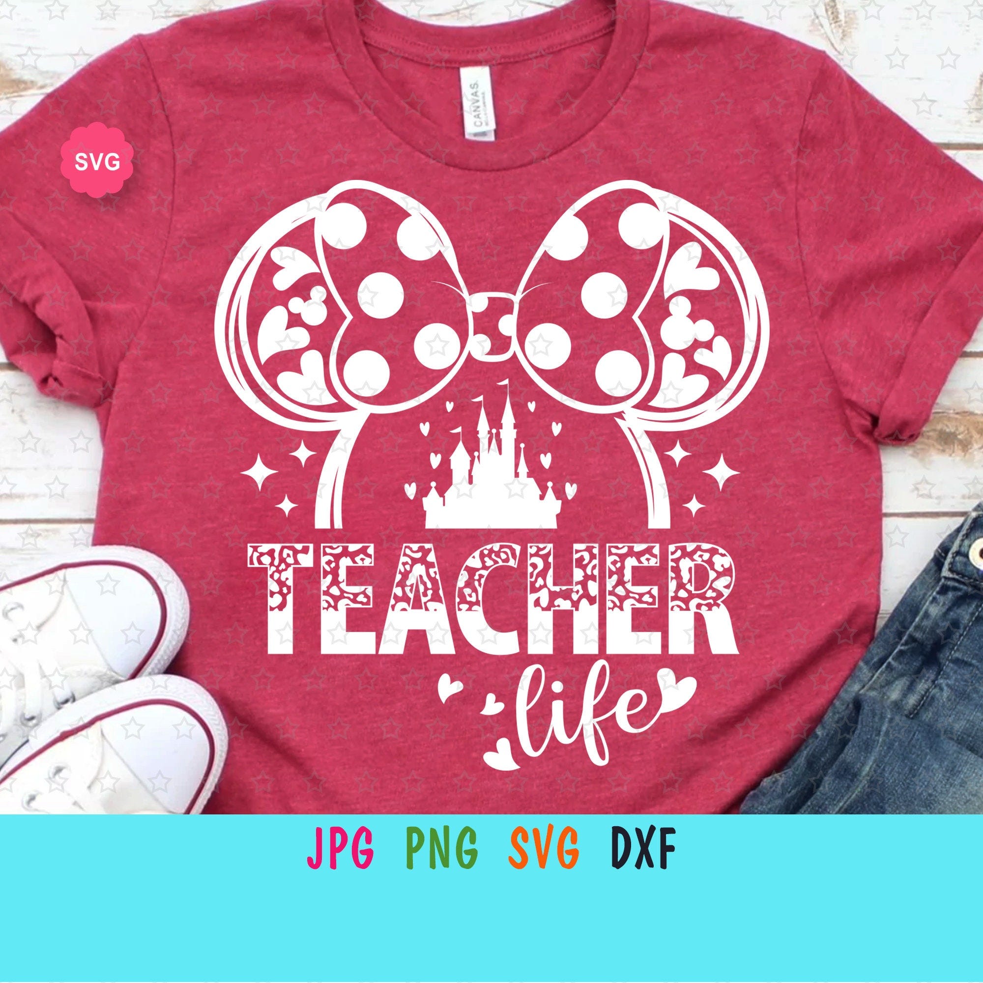 Mouse Teacher Life Leopard Svg for cricut, Teacher Svg, Mouse ears Svg, Back to school Svg, Teacher shirt Svg, Best teacher ever Svg