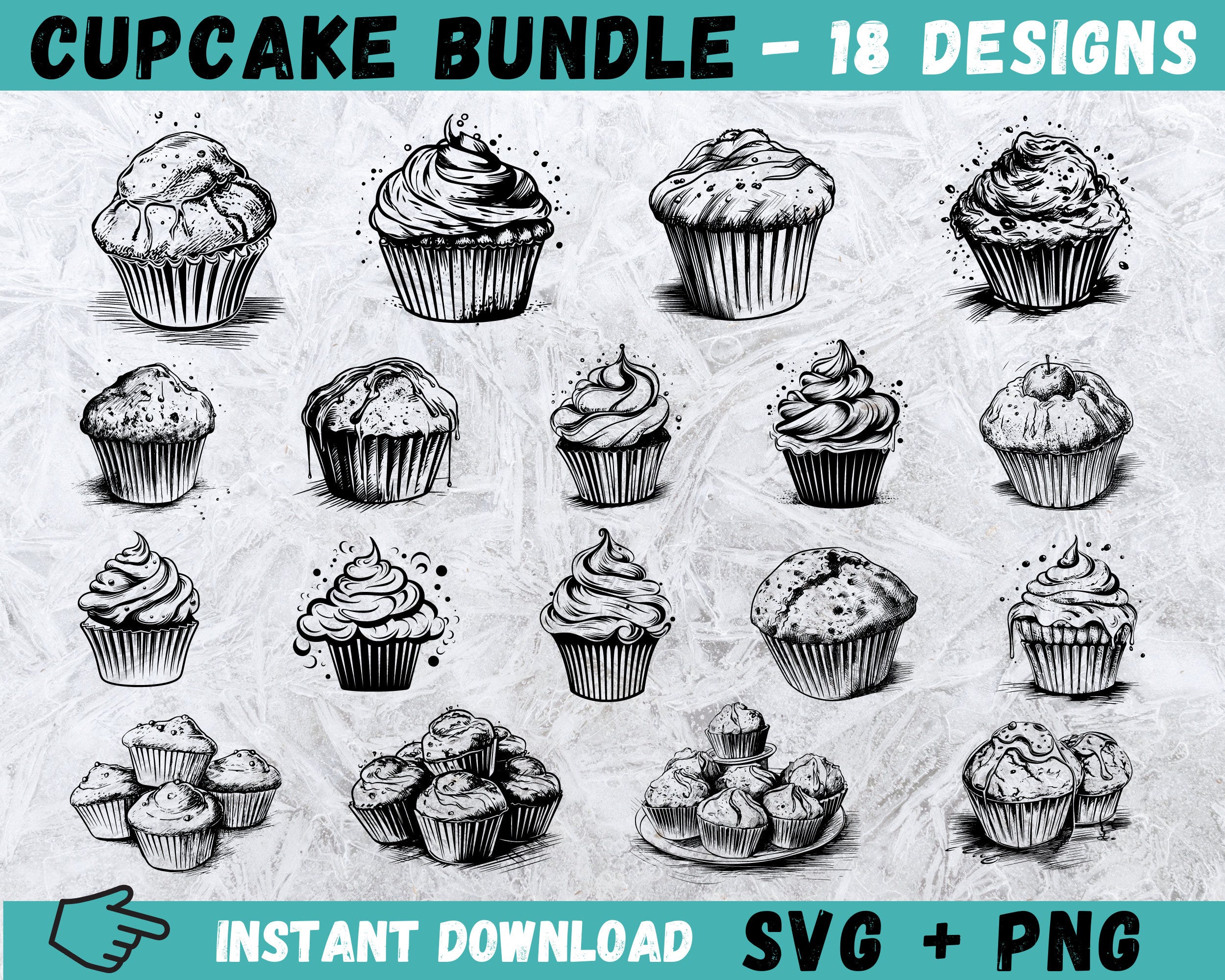 Cupcake SVG, Muffin Cut File, Cupcake Bundle Svg, Cupcake Silhouette, Dessert Svg, Muffin Svg, Cupcake Cricut, Vinyl Muffin,Instant Download