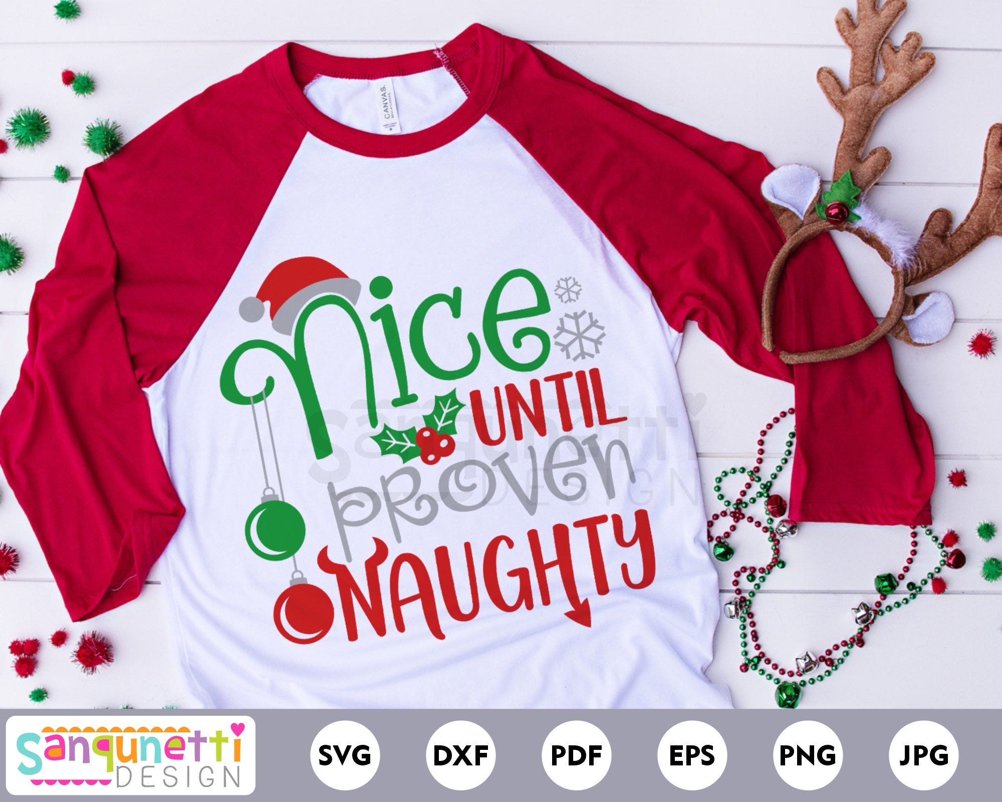 nice until proven naughty svg, Christmas cut file for silhouette and cricut
