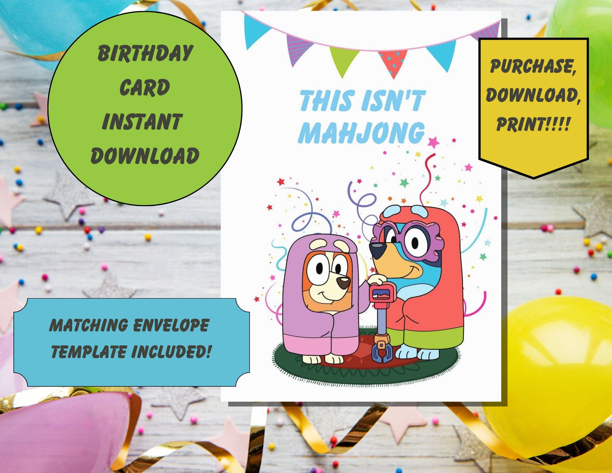 Birthday Card, Bluey Birthday Card, Printable Birthday Card, Printable Bluey, Happy Birthday, Digital, Digital Card, Bluey