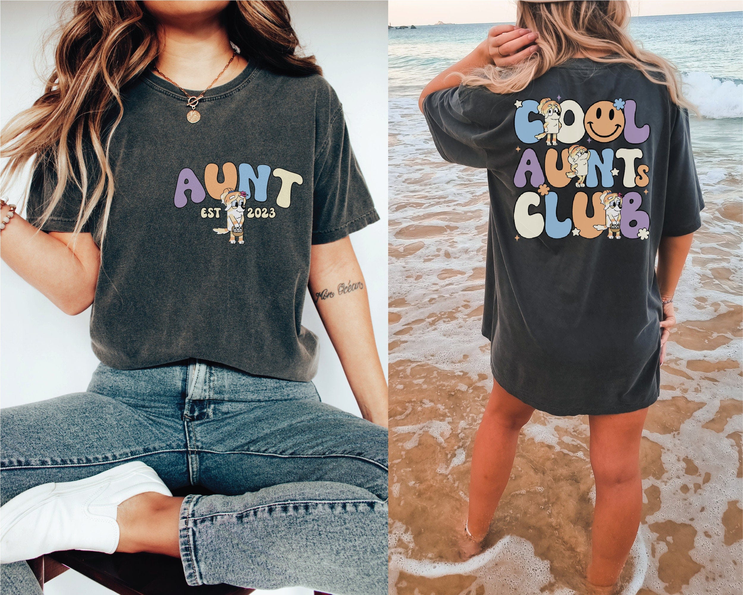 Cool Aunt Club Bluey Trixie Crewneck Sweatshirt, Bluey Era Auntie Gifts, Bluey and Bingo Birthday Party Cool Auntie Shirts, Cool Auntie Tee