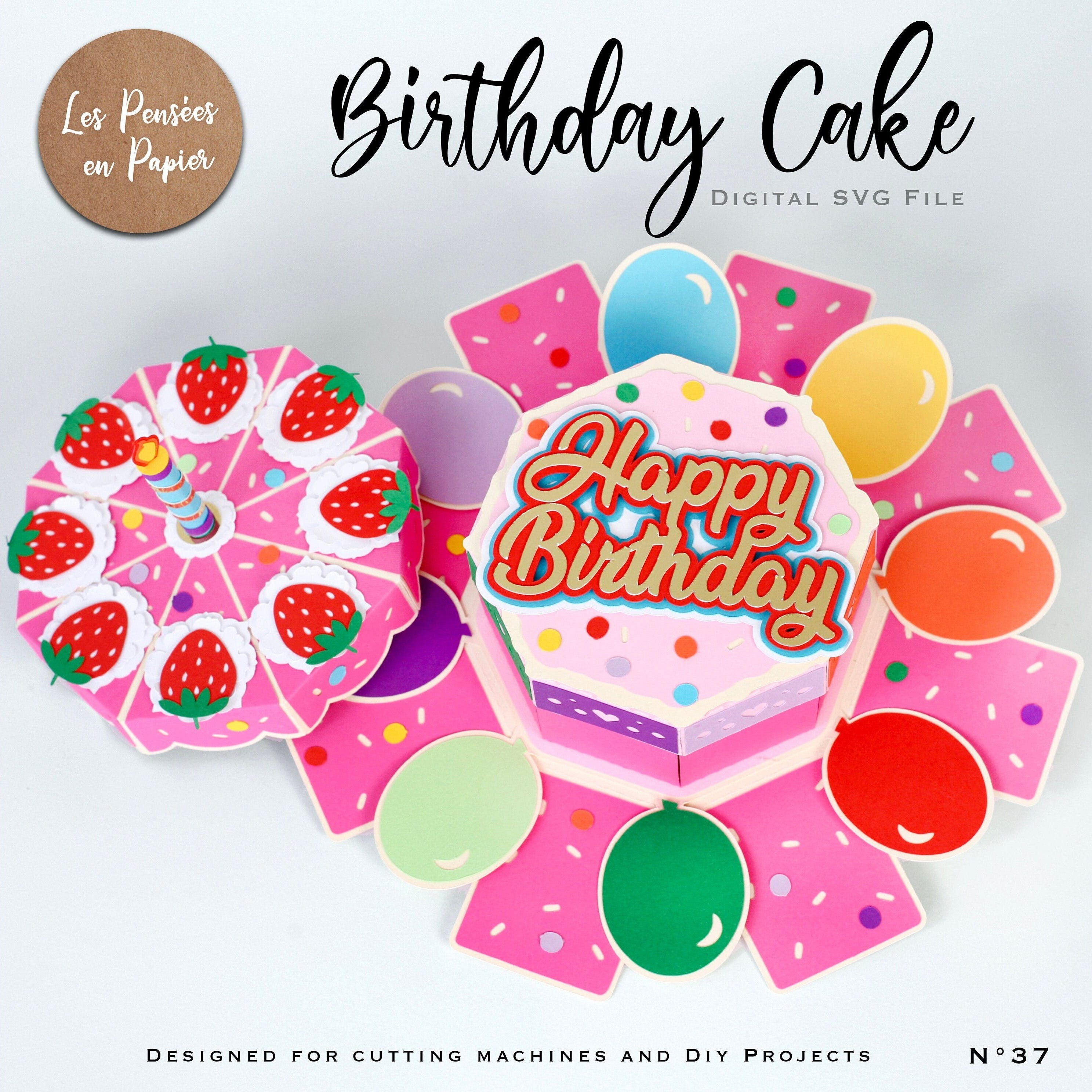 BIRTHDAY CAKE 3D SVG Explosion Box | Instant Download | Project for Cricut, ScanNcut, Silhouette | Assembly video included | 3d svg | lppsvg