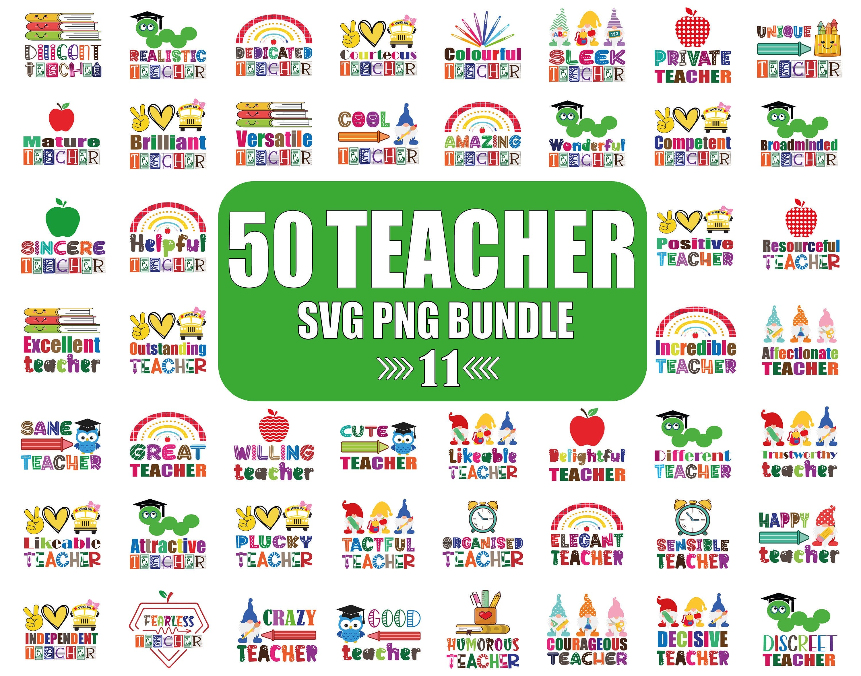 50 Teacher svg Bundle, Teacher colorful Quate, Back To School svg, Teacher Life svg, Teaching svg, Teacher Shirt, Teacher Gifts, Cricut svg