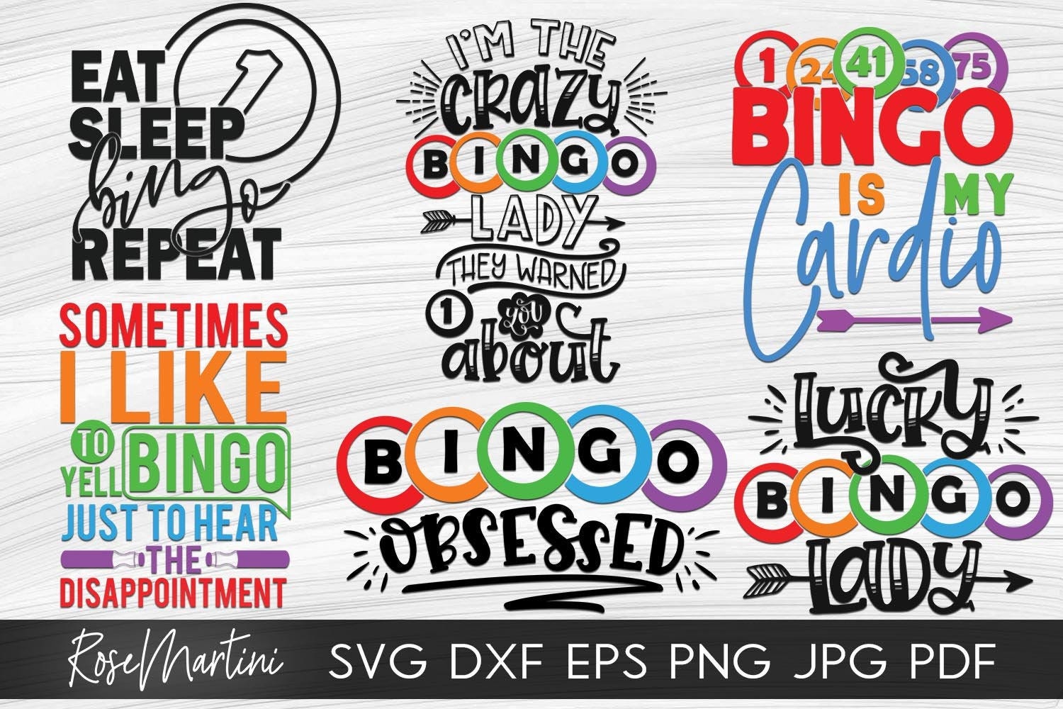 Bundle of 6 BINGO designs SVG file for cutting machines - Cricut Silhouette Bingo SVG Bingo lover svg