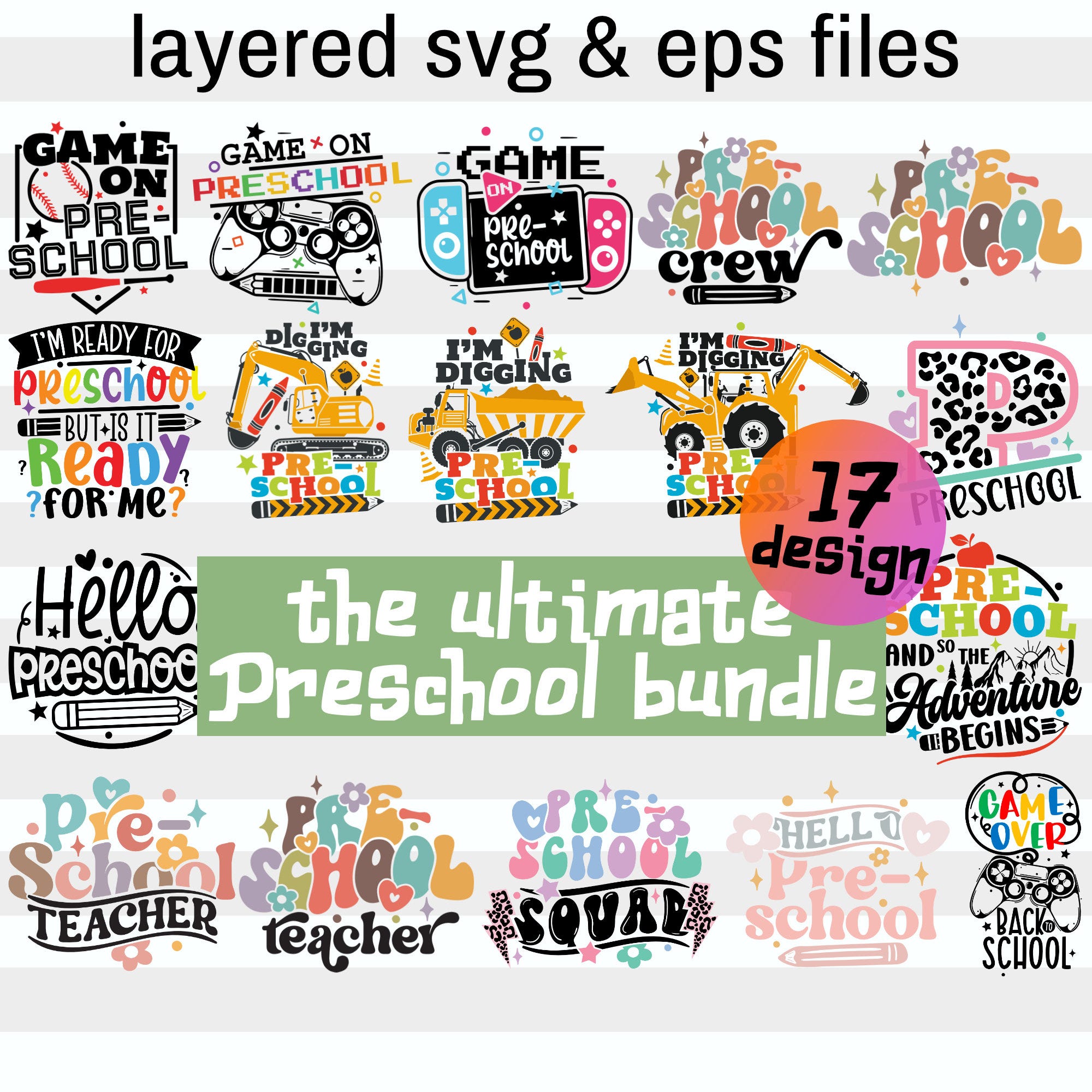 Preschool Svg Bundle for Girls, Boys and Teachers| Preschooler Png Gift Kids| Back to School Svg| Teacher Appreciation| Cricut Cameo Files