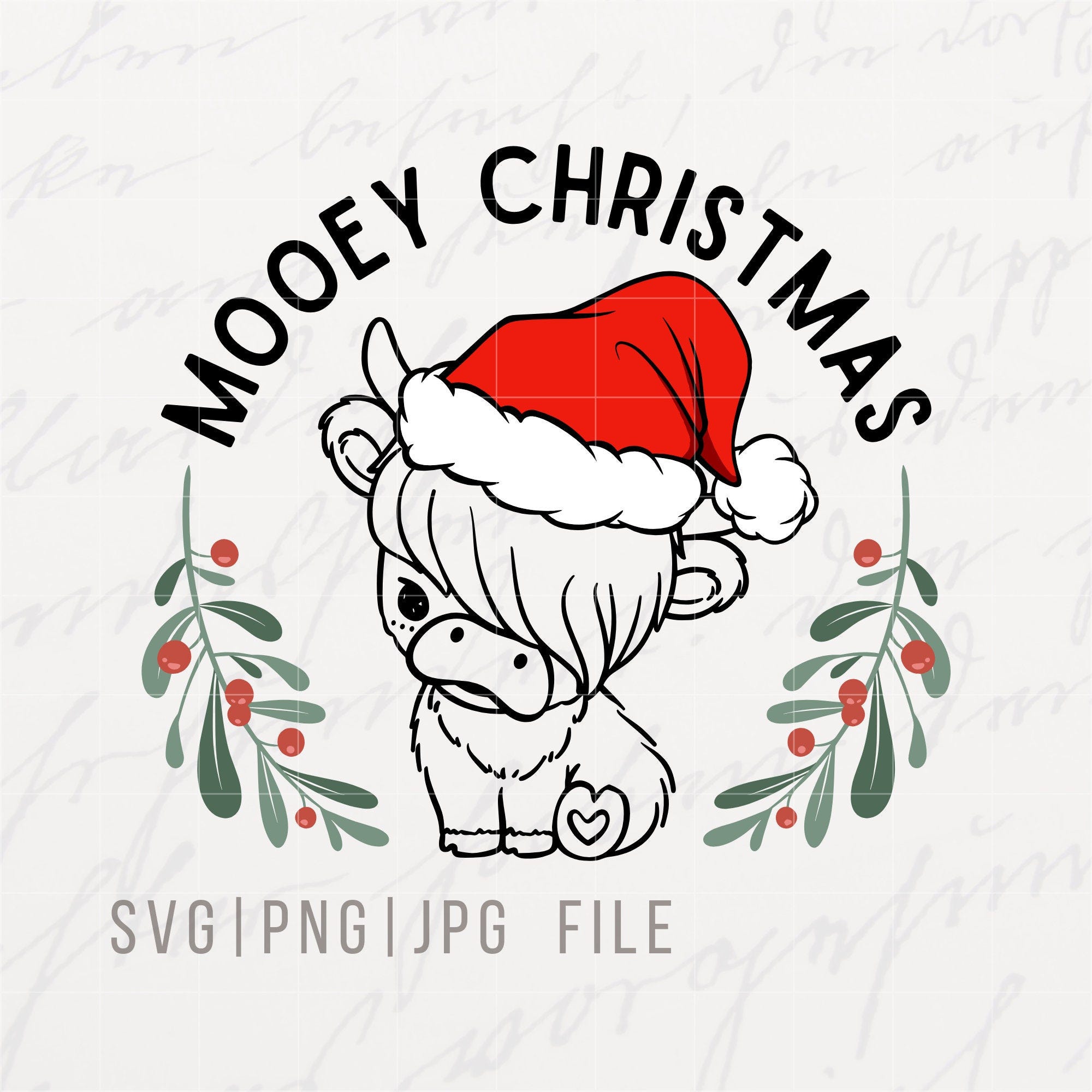Mooey Christmas svg, Christmas Cow Svg, Christmas Design, Cow with Santa Hat Svg, Instant Download