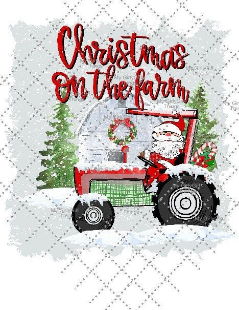 Christmas on the Farm Santa Tractor png Image, Oh what fun it is to ride Tractor png, Farm Christmas png for Sublimation