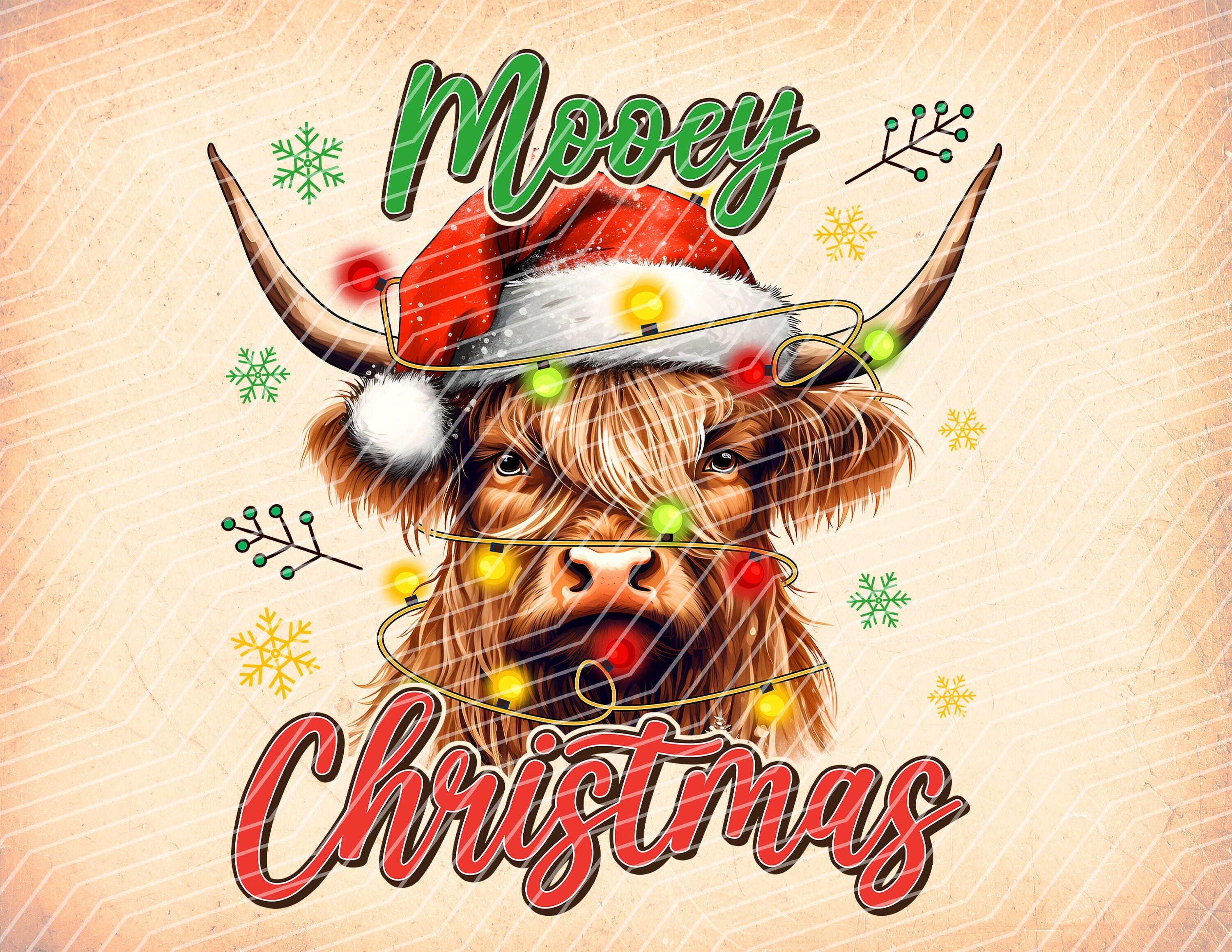 Mooey Christmas, Christmas Highland Cow, Western Design, Merry Christmas,Sublimation Design Downloads - PNG File