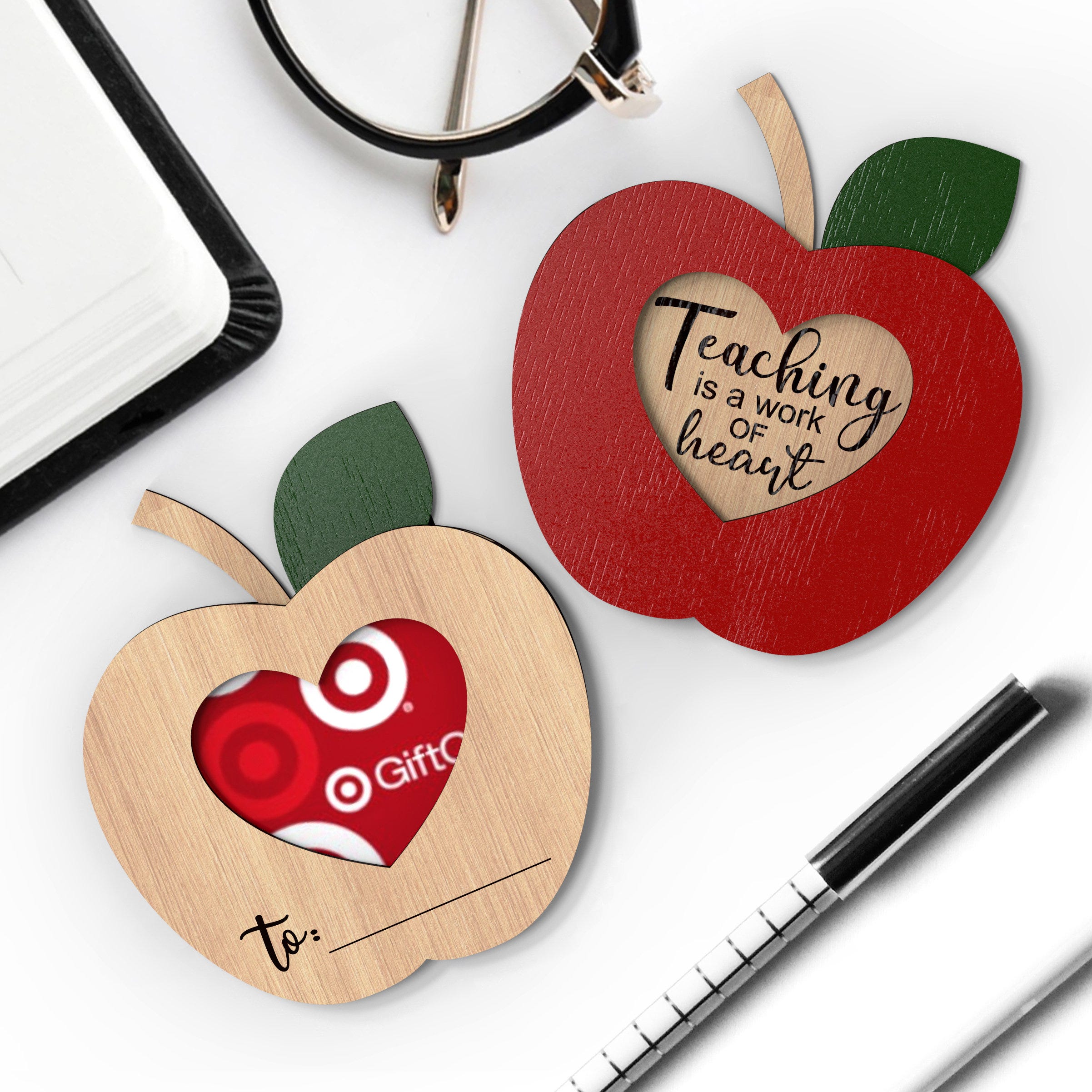 Teaching is a work of heart | Personalized School Teacher gift | Apple gift card holder | Svg Laser-Ready Cut Files