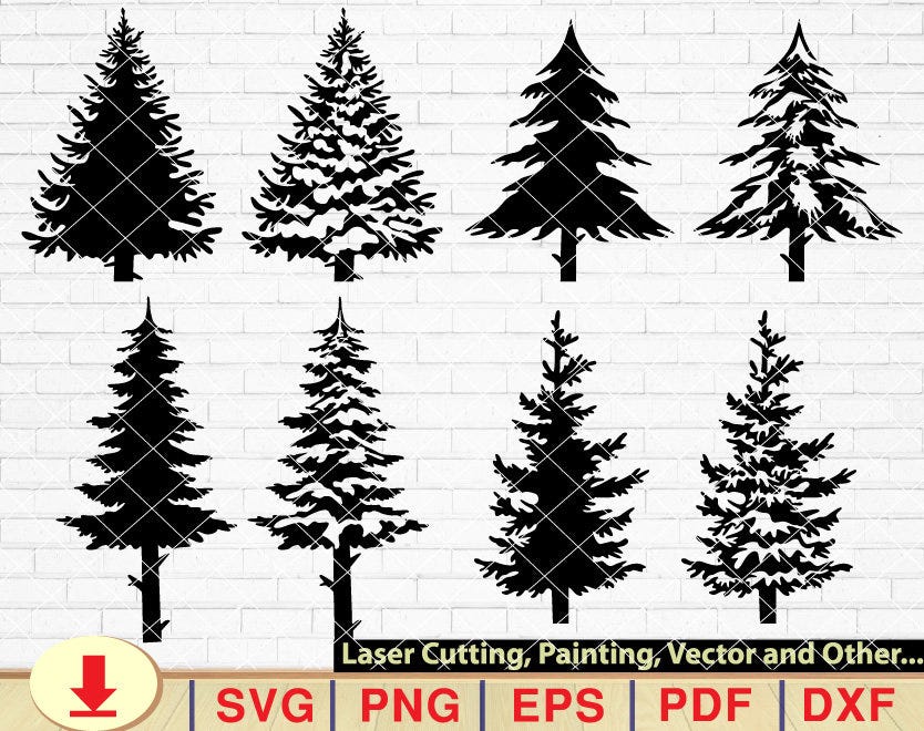 Snowy Christmas Trees Svg, Christmas Tree Svg Bundle, Christmas Svg, Christmas Tree Svg, Christmas Clipart, Pine Tree Svg [EP-397]