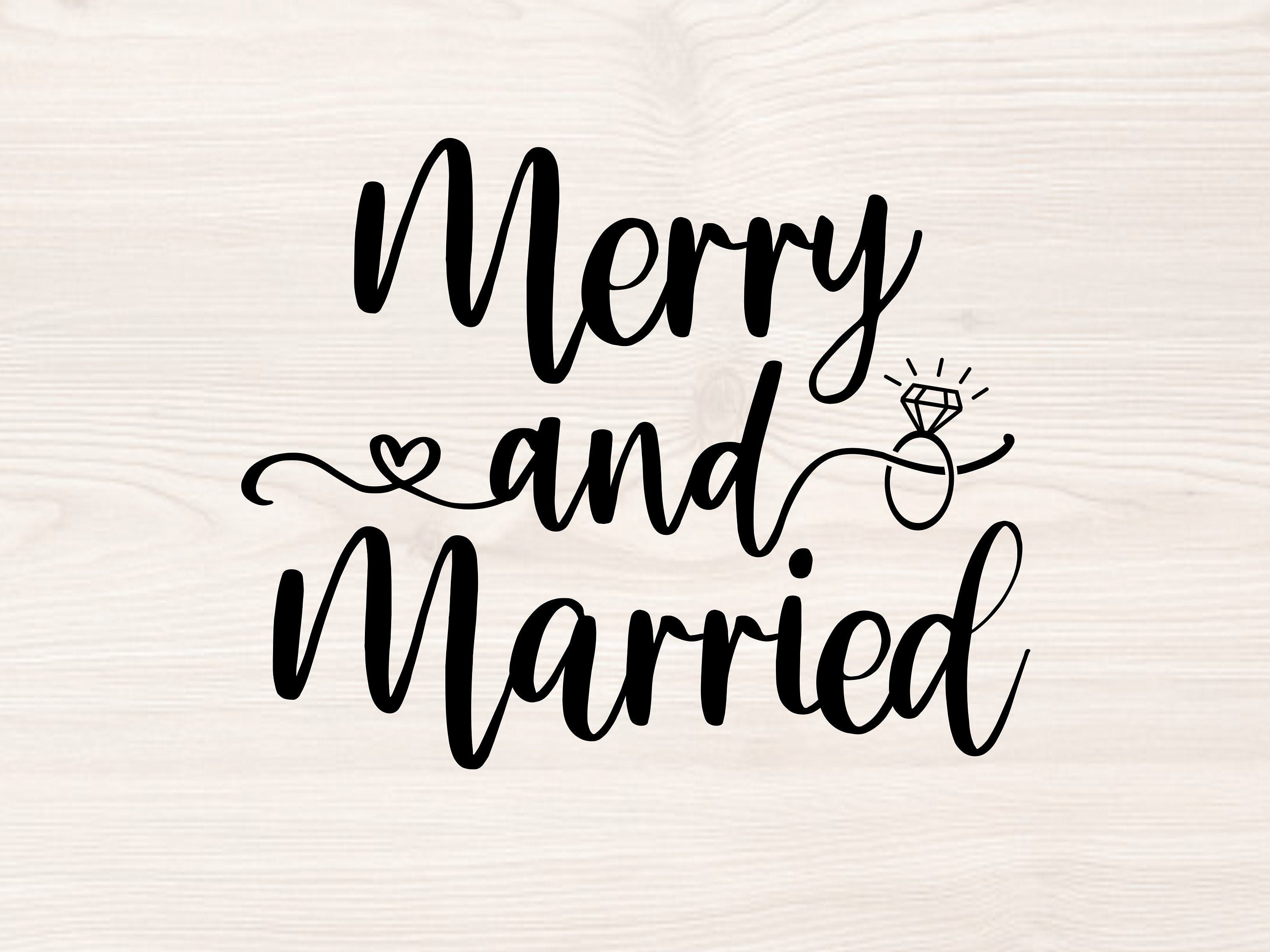 Merry and married SVG PNG Files for cutting machines, digital clipart, our first Christmas married as mr. and mrs.  Newlyweds