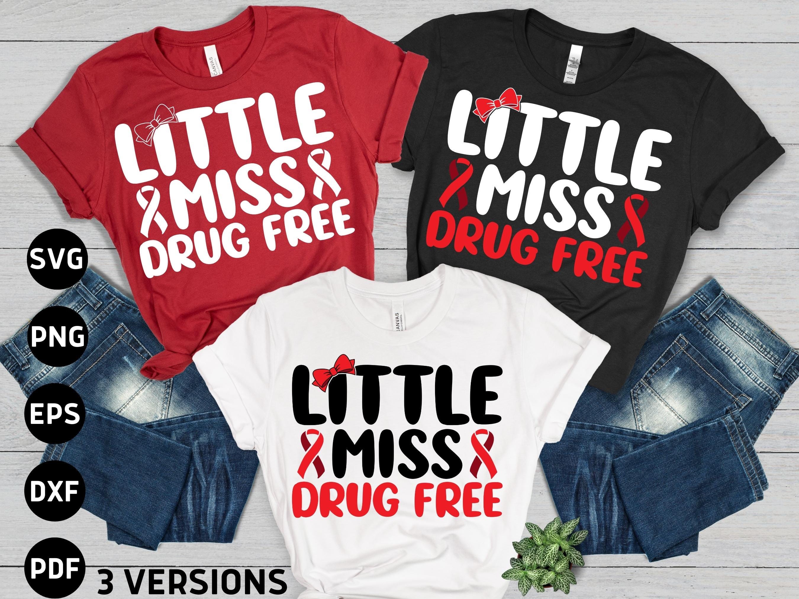 Little Miss Drug Free Svg Png, Red Ribbon Week Girls Svg, Drug Free Svg, Girl Red Ribbon Week Png Svg Cricut Sublimation Design