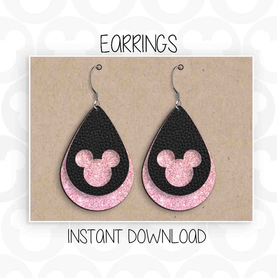 Teardrop Earrings, Mickey Mouse, Ears Head, Svg Png Formats, Instant Download, Silhouette Cameo, Cricut, Glowforge