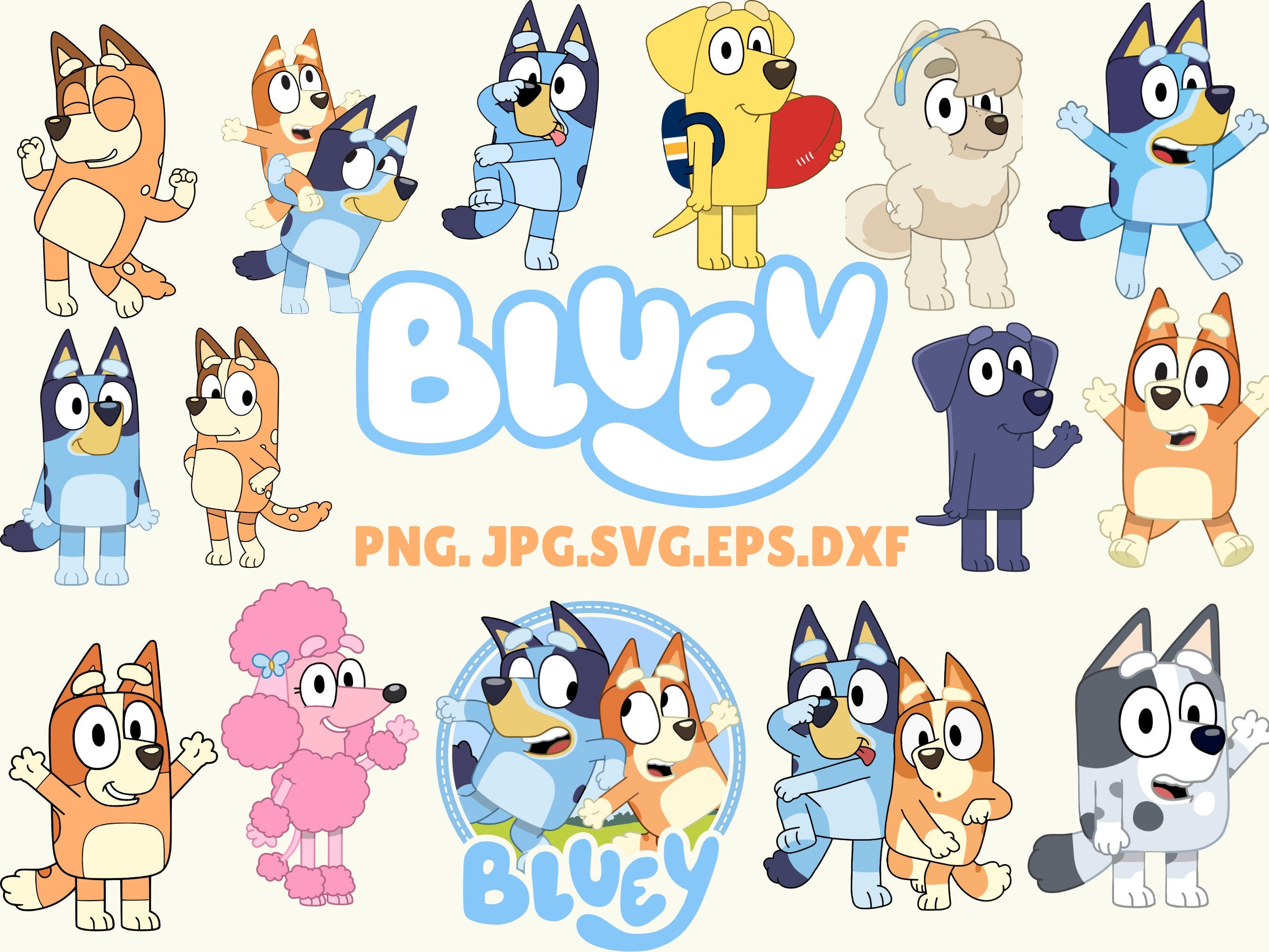 Blueyy SVG Files Set Bundle, Blueyy Gifts svg and png, Blueyy Family Bundle, Blueyy and Bingoo Svg Cut Files, Blueyy Digital Download