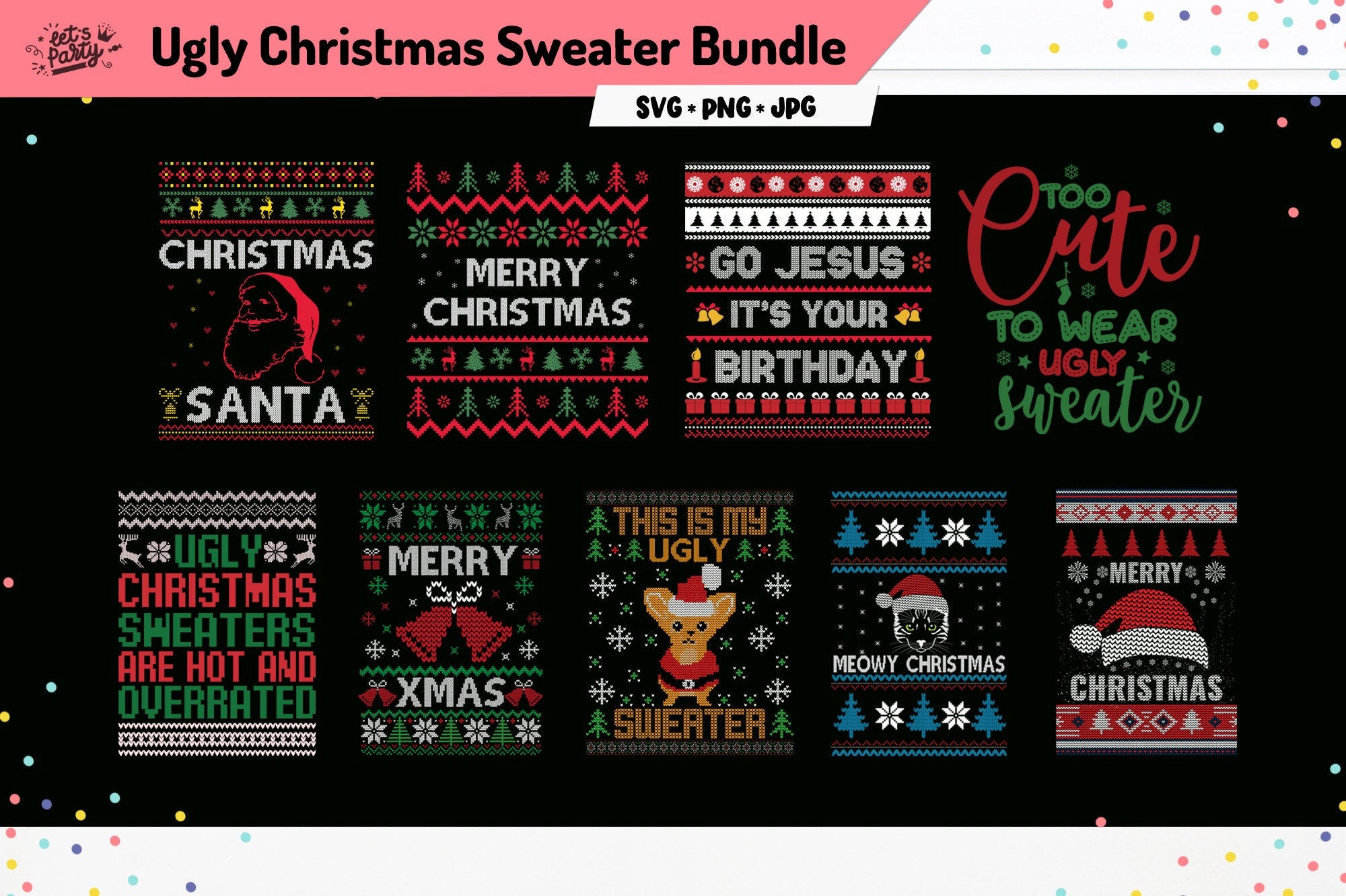 Ugly Sweater Bundle svg ~ Funny Christmas Sweater Bundle svg