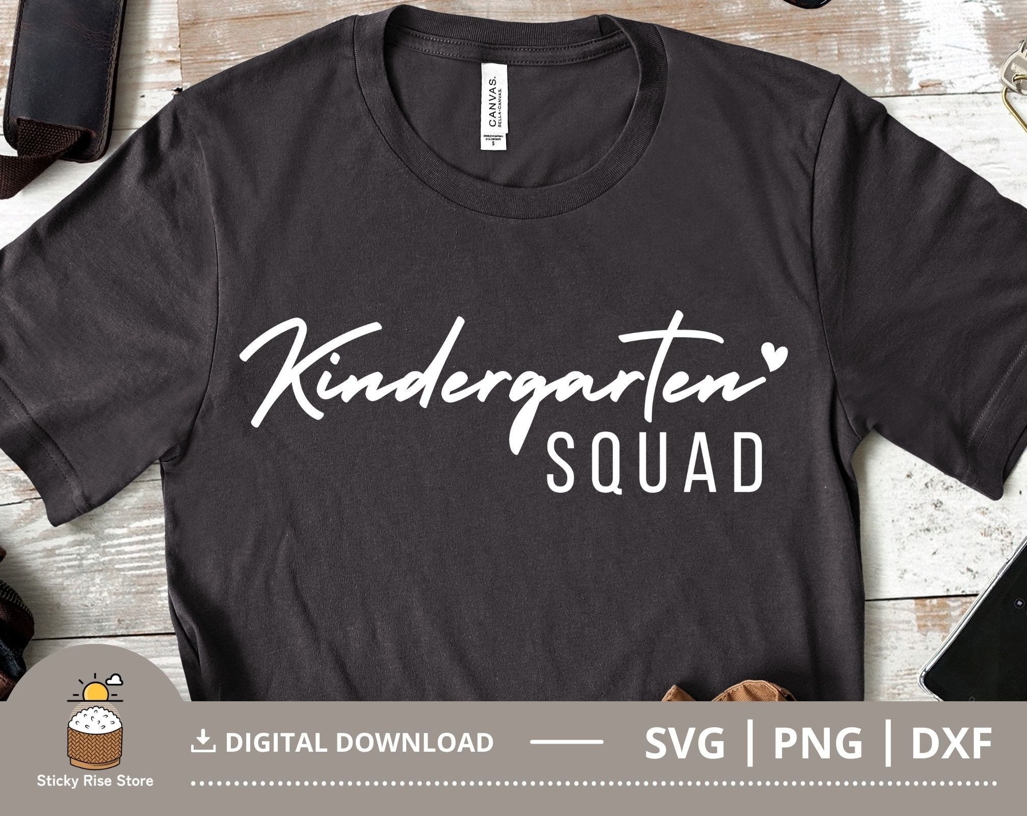 Kindergarten Squad SVG, Kindergarten Teacher Shirt Svg, Kindergarten SVG PNG, Back to School Svg, Cut File for Cricut, Digital Download File