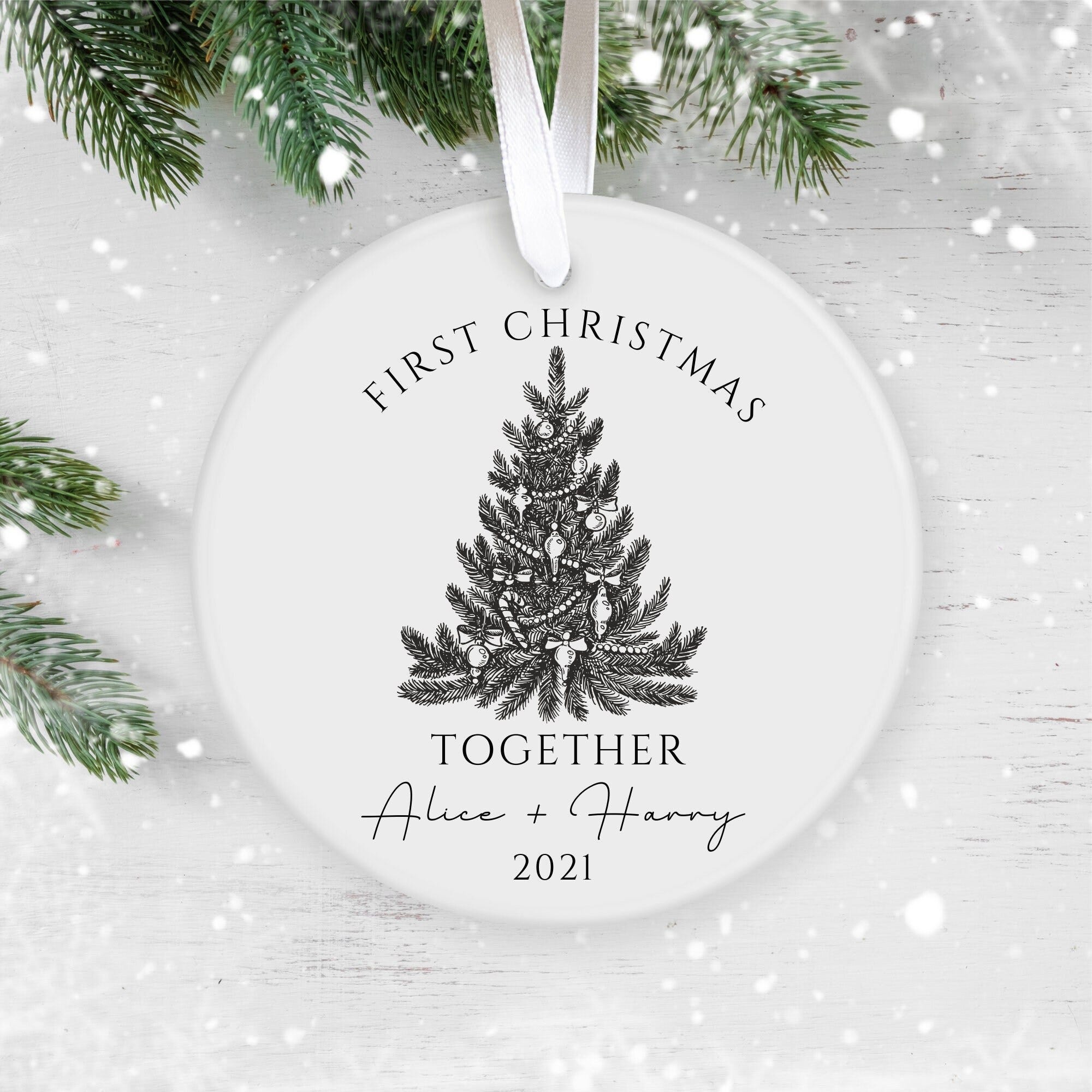 Our First Christmas Together, 1st Christmas Together, Personalised Ceramic Decoration, Christmas Ornament 2022, First Christmas UK, Bauble