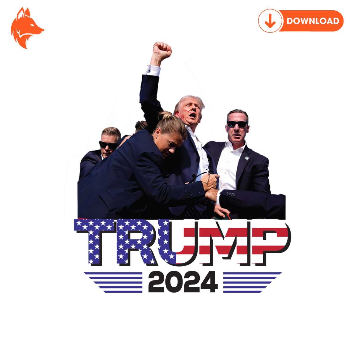 Free Trump Fist Pump 2024 American Flag PNG