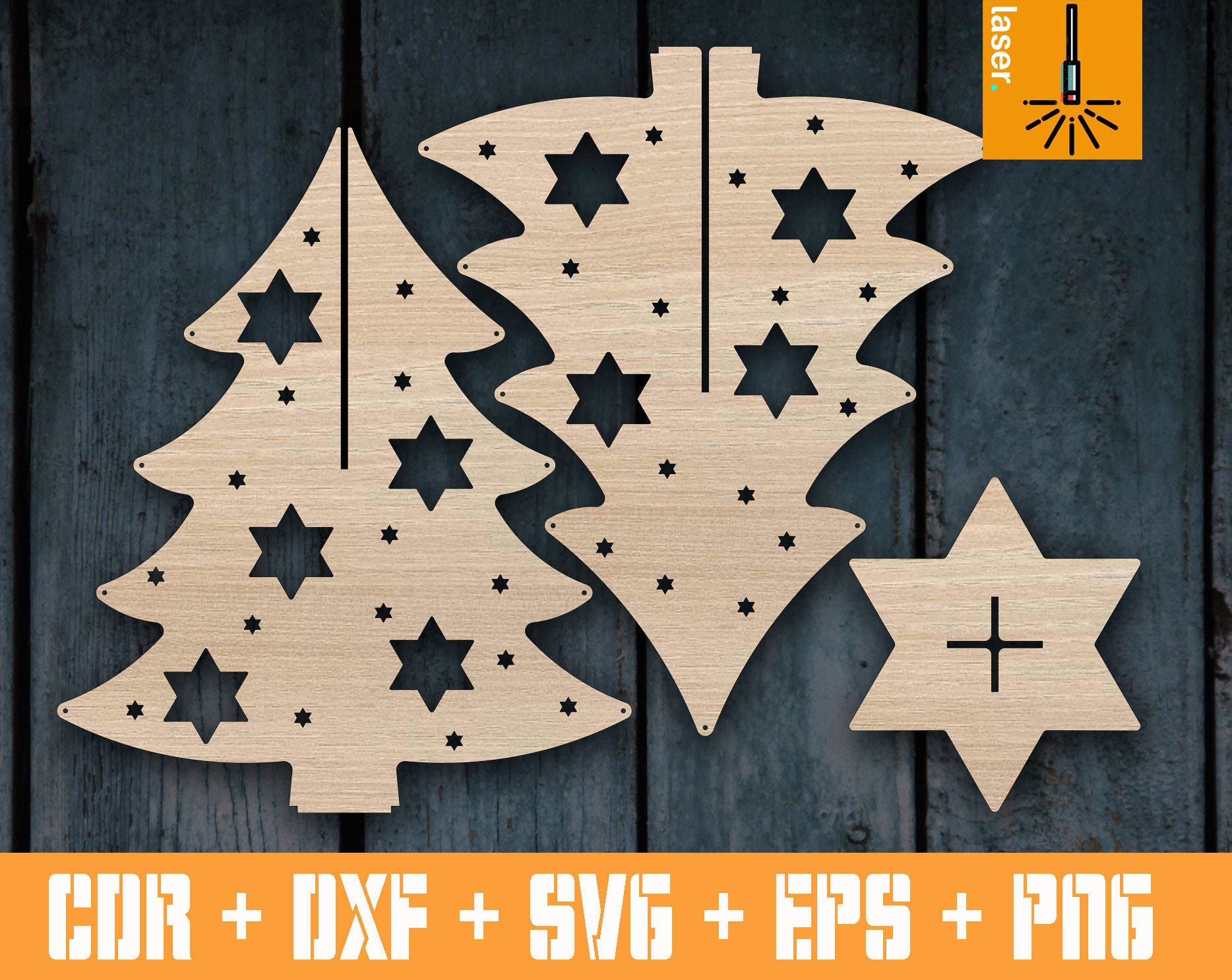 Christmas tree template pattern for Laser | Cnc vector standing Christmas trees | CNC plans | CNC files | Christmas decorations | Vector cnc