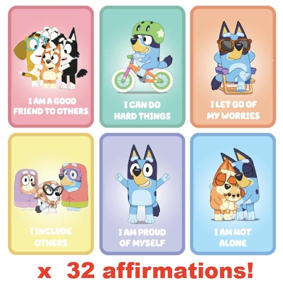 Bluey Affirmation Flashcards | Instant download