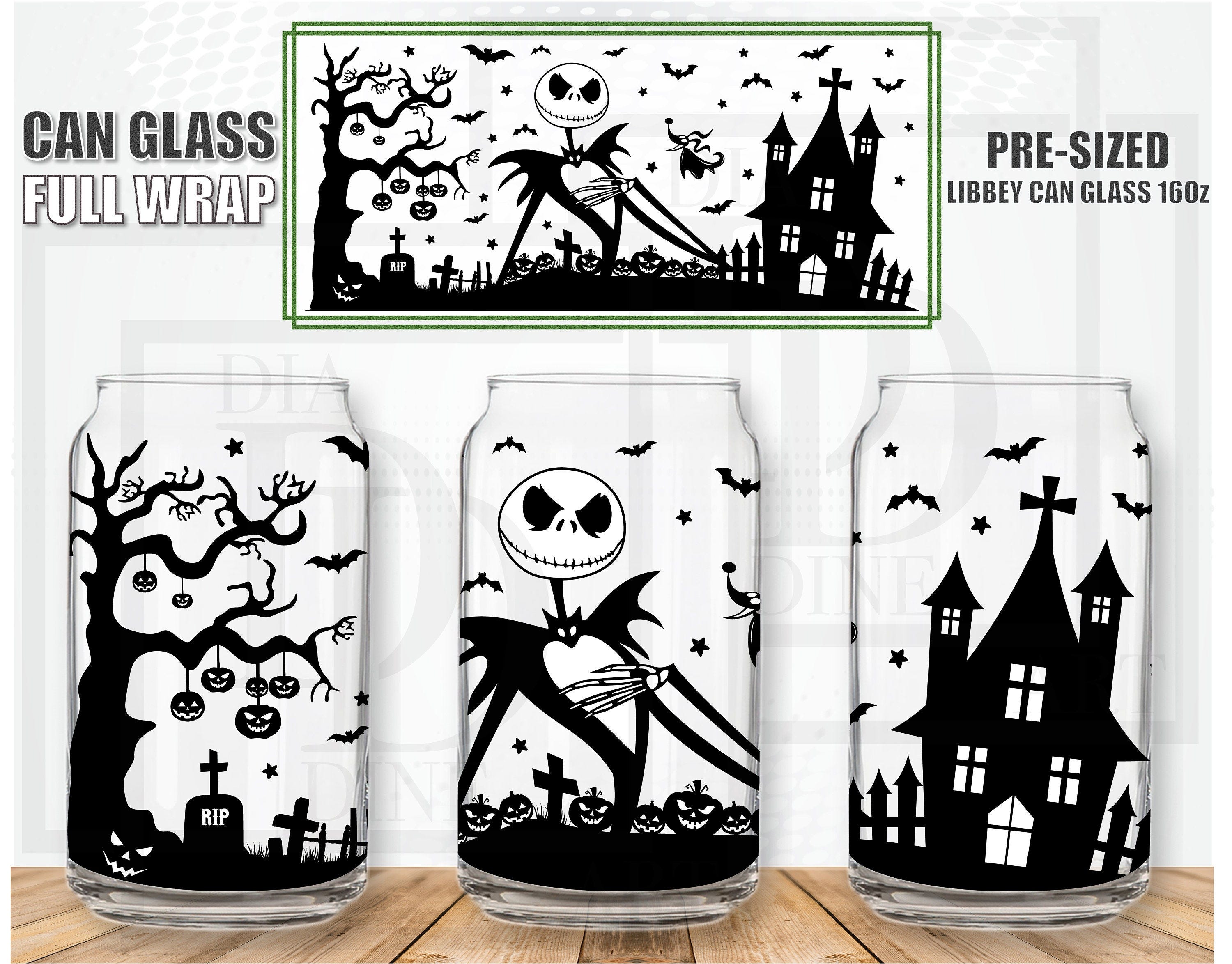 Jack Skellington Libbey Can Glass 16oz, Nightmare Before Christmas svg, Halloween svg, eps, png, dxf, File For Cricut, Silhouette