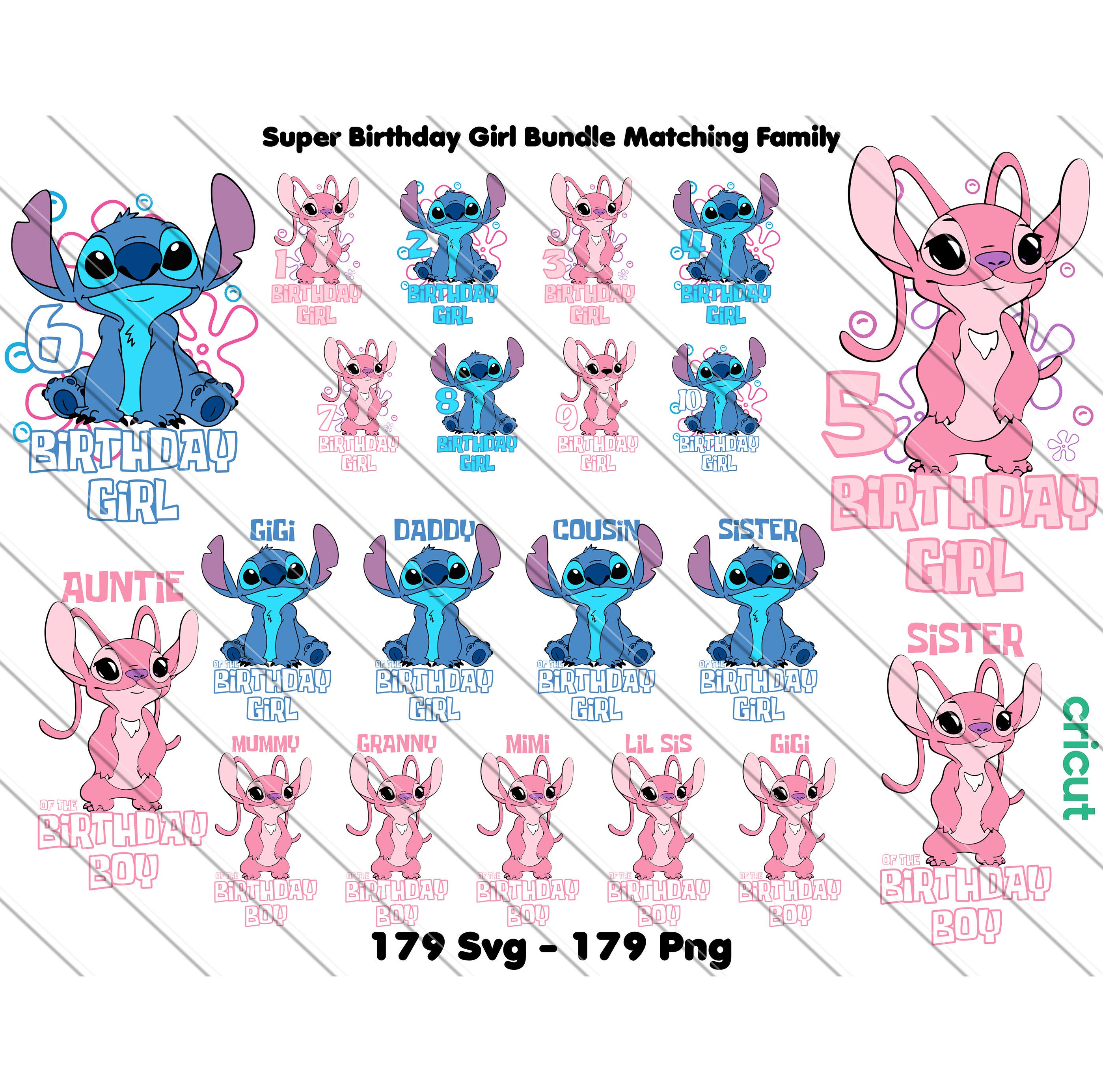 Stitch Birthday Girl Family Svg, Png, Stitch and Angel Matching Family, Stitch Numbers Svg, Png, Family Bundle, Birthday Girl, Layered Svg