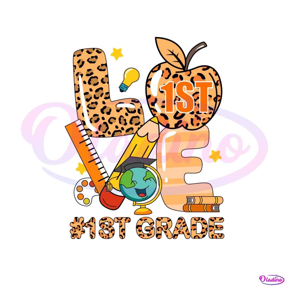 Love 1st Grade Svg Leopard Love SVG Cutting Digital File