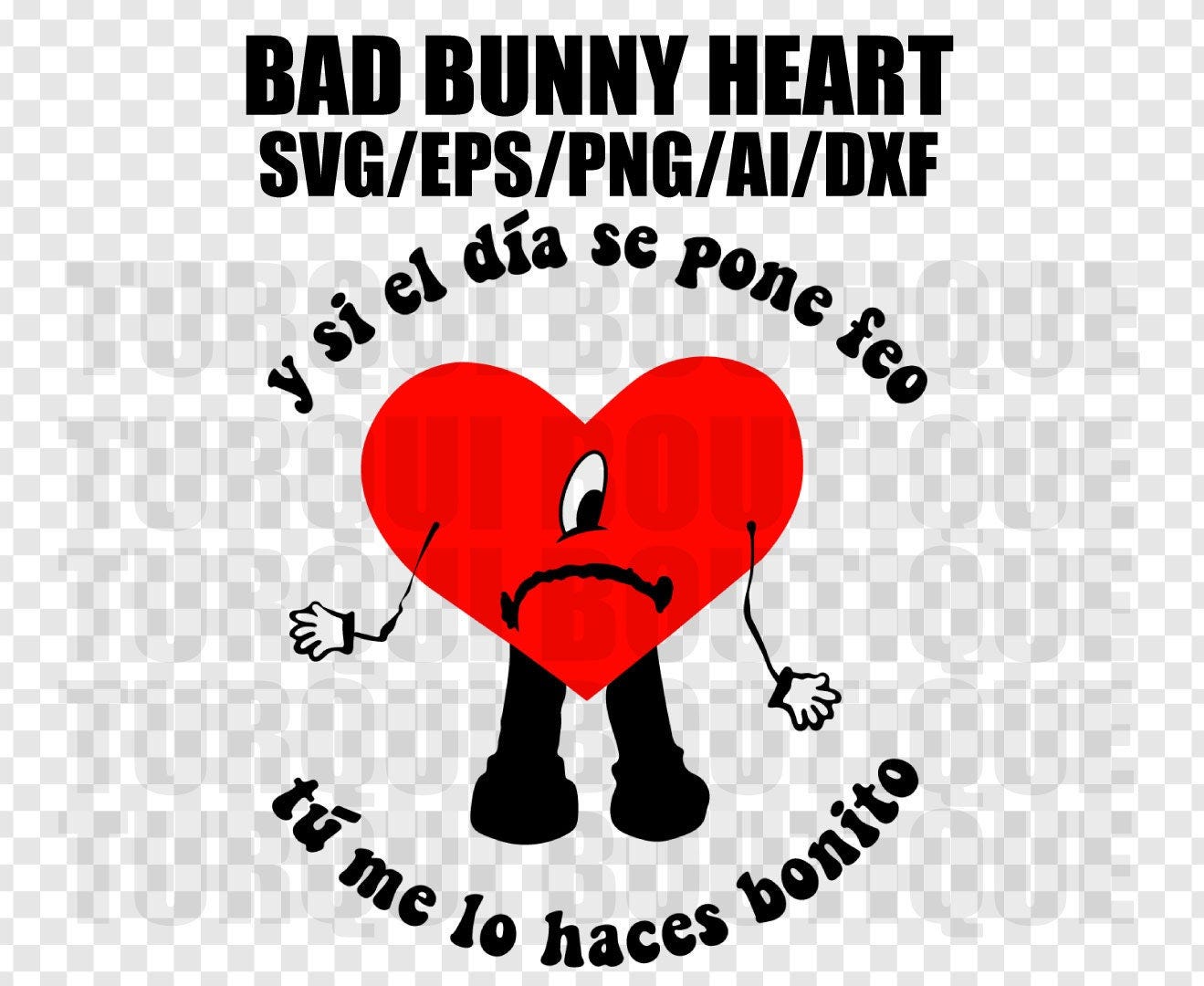 Bad Bunny Heart Vector SVG/PNG/AI, Vector Digital File for Cricut, Design Un verano sin ti, El conejo malo