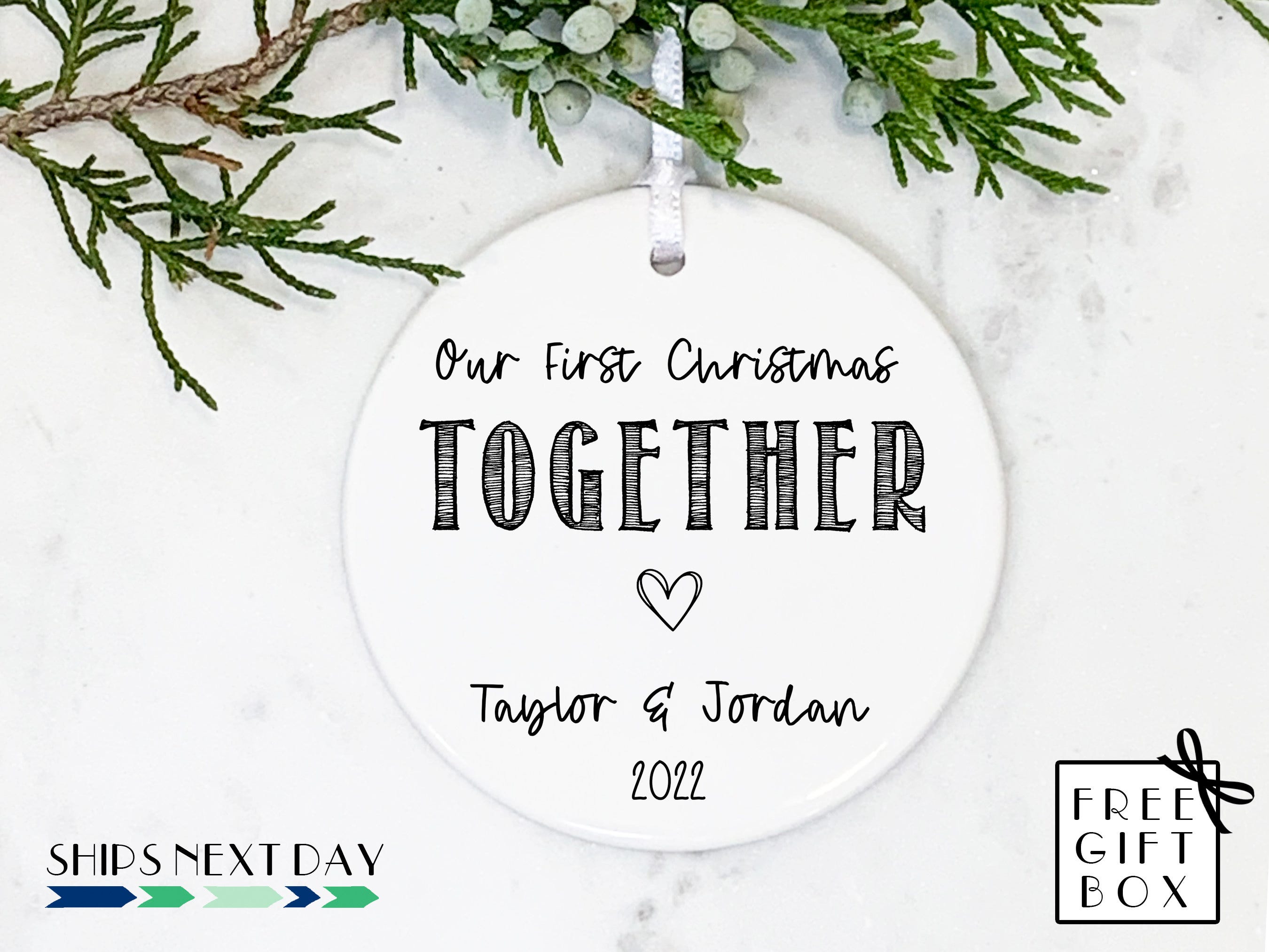 Together Ornament, 2024, Our First Christmas Together, Couples Ornament, First Christmas Together, Boyfriend Ornament, Girlfriend, Ceramic
