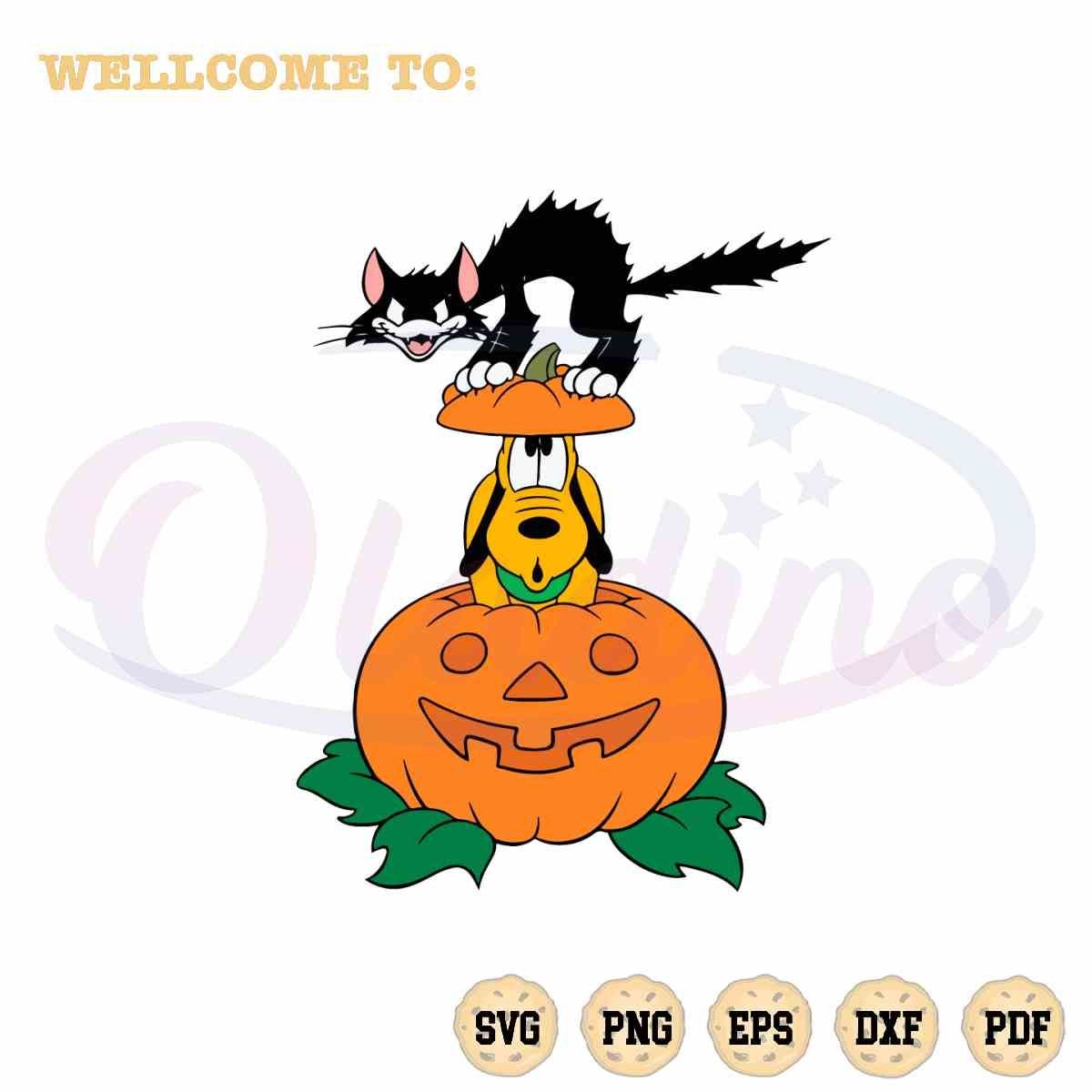 Pluto Pumpkin Black Cat Halloween SVG Best Graphic Design Files