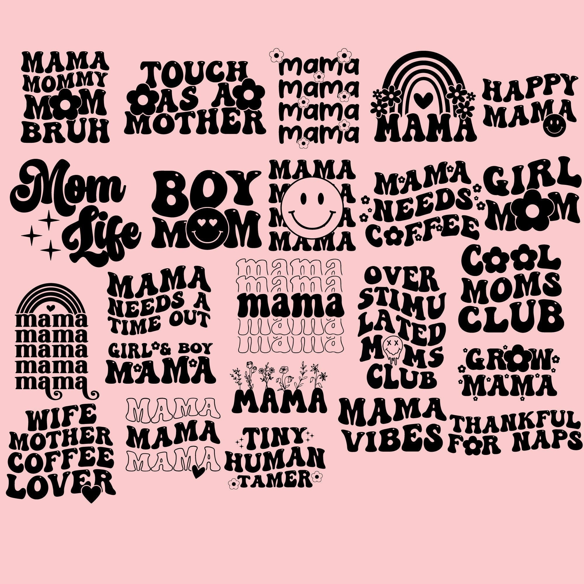 Mama svg, retro mama svg, mom svg, boho mama svg, groovy svg, mama wavy text svg, mama png, overstimulated mom svg, moms club svg trendy svg