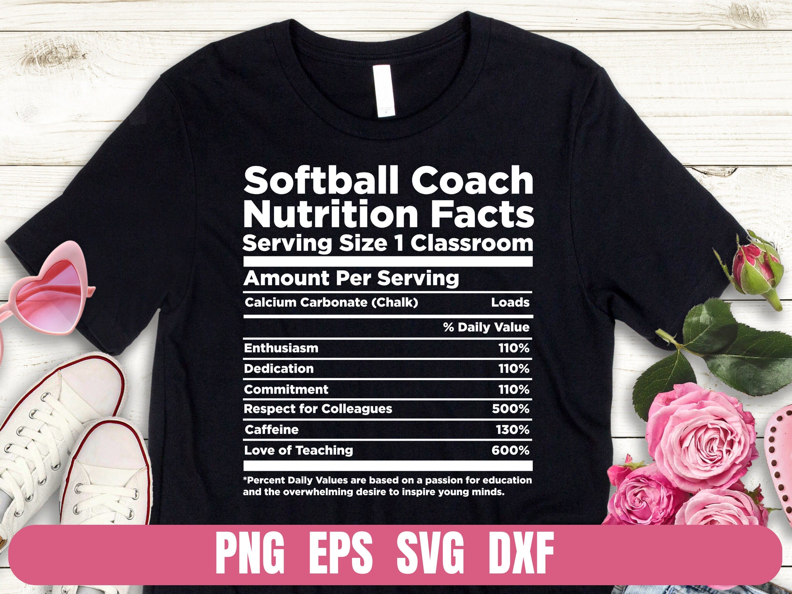 Design Png Eps Svg Dxf Softball Coach Nutrition Facts Printing Sublimation Tshirt Digital File Download