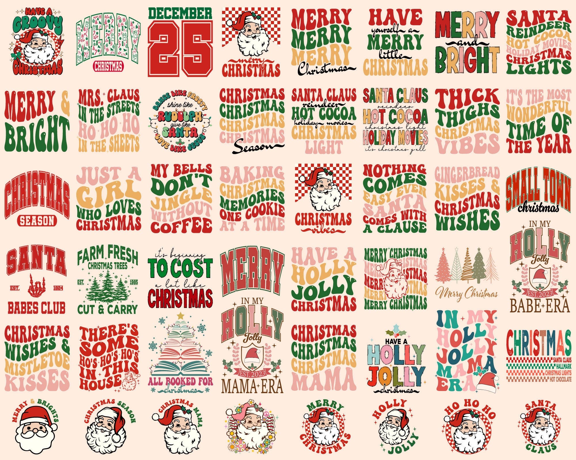 50 Retro Christmas SVG PNG Bundle, Christmas Svg, Christmas Shirt Design, Christmas Bundle, Svg, Bundle, Christmas Sublimation Design
