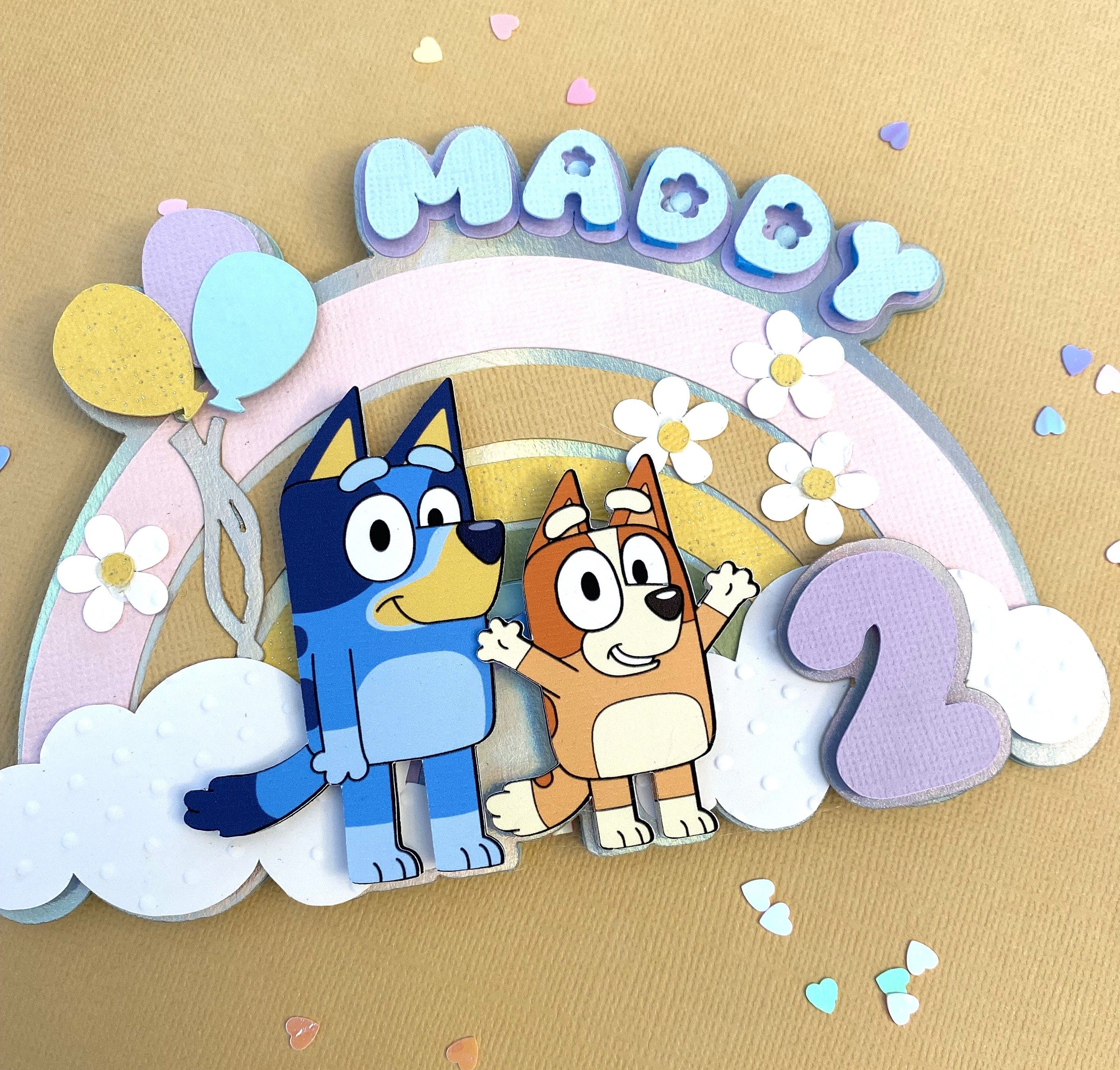 Bluey Cake Topper - Bluey Smash Cake Topper - Bluey Birthday - Bluey Theme Party - Cartoon Dog Birthday - Blue Dog Smash Cake Topper