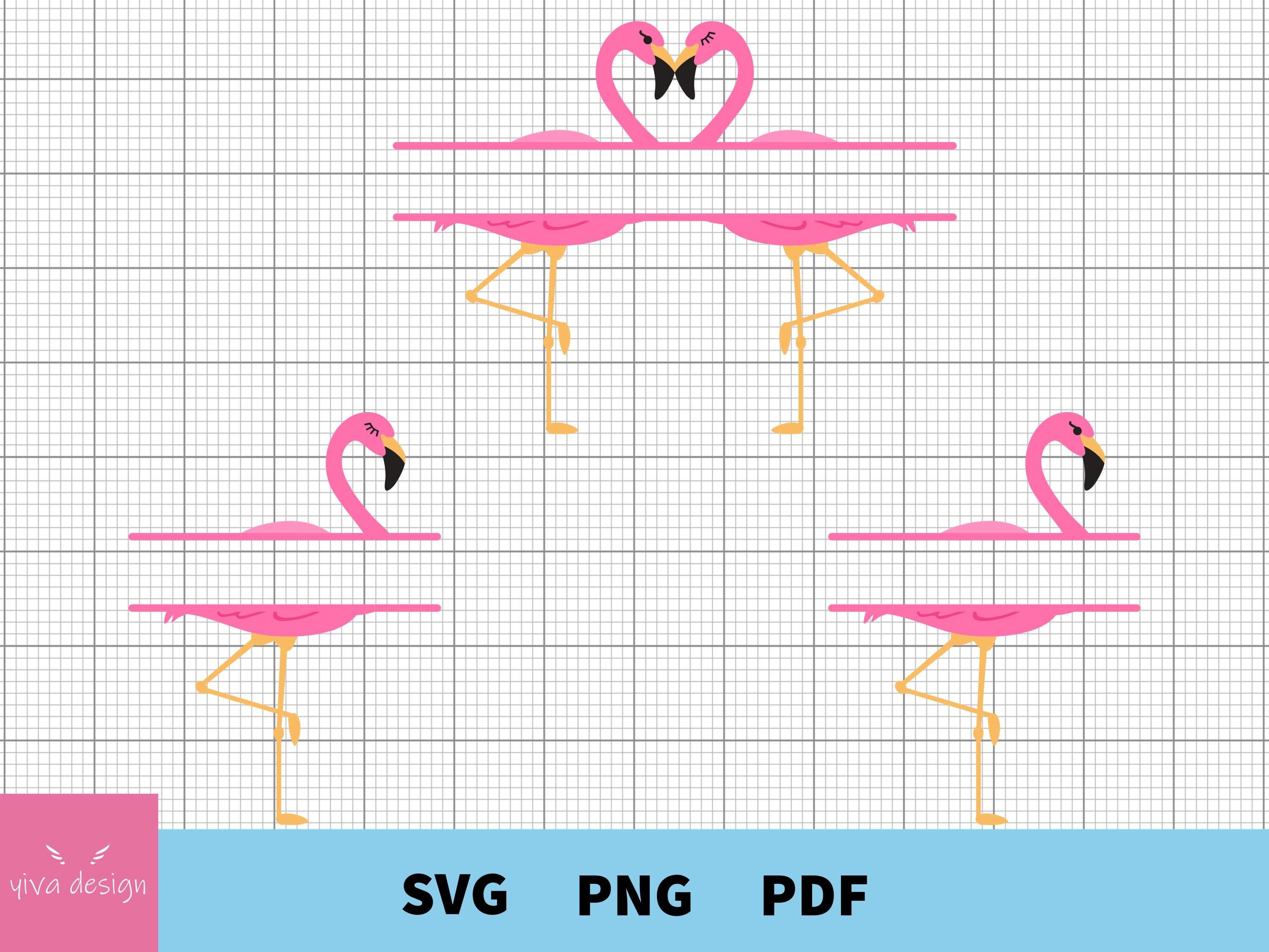 Split Monogram Flamingo Svg, Flamingo Svg Bundle, Pink Flamingo Clipart, Summer Svg, Flamingo Cut Files for Cricut, Silhouette, Flamingo Png