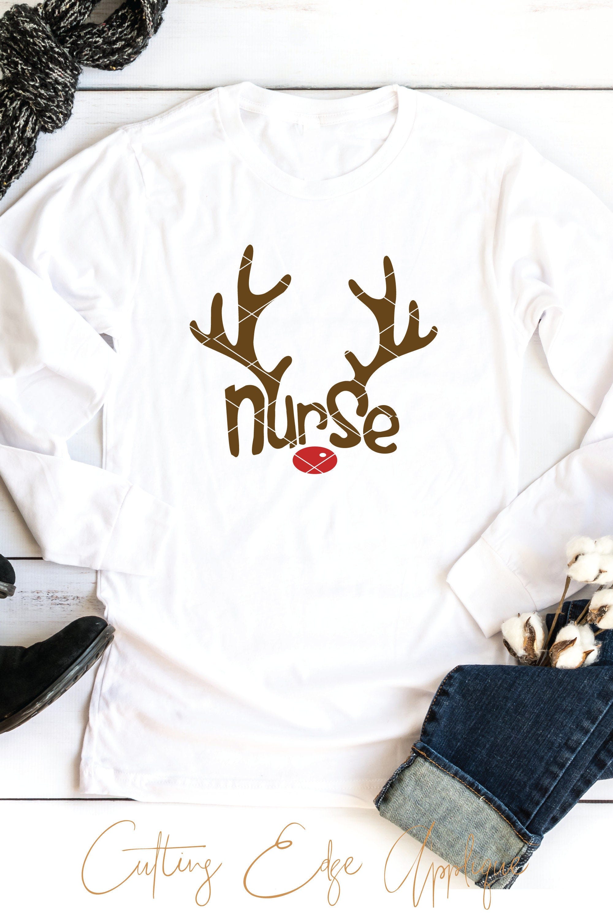 Nurse Reindeer svg cut file Christmas nurse Xmas holiday pediatric LPN RN nurse life student nurse dxf png cricut file cuttable printable
