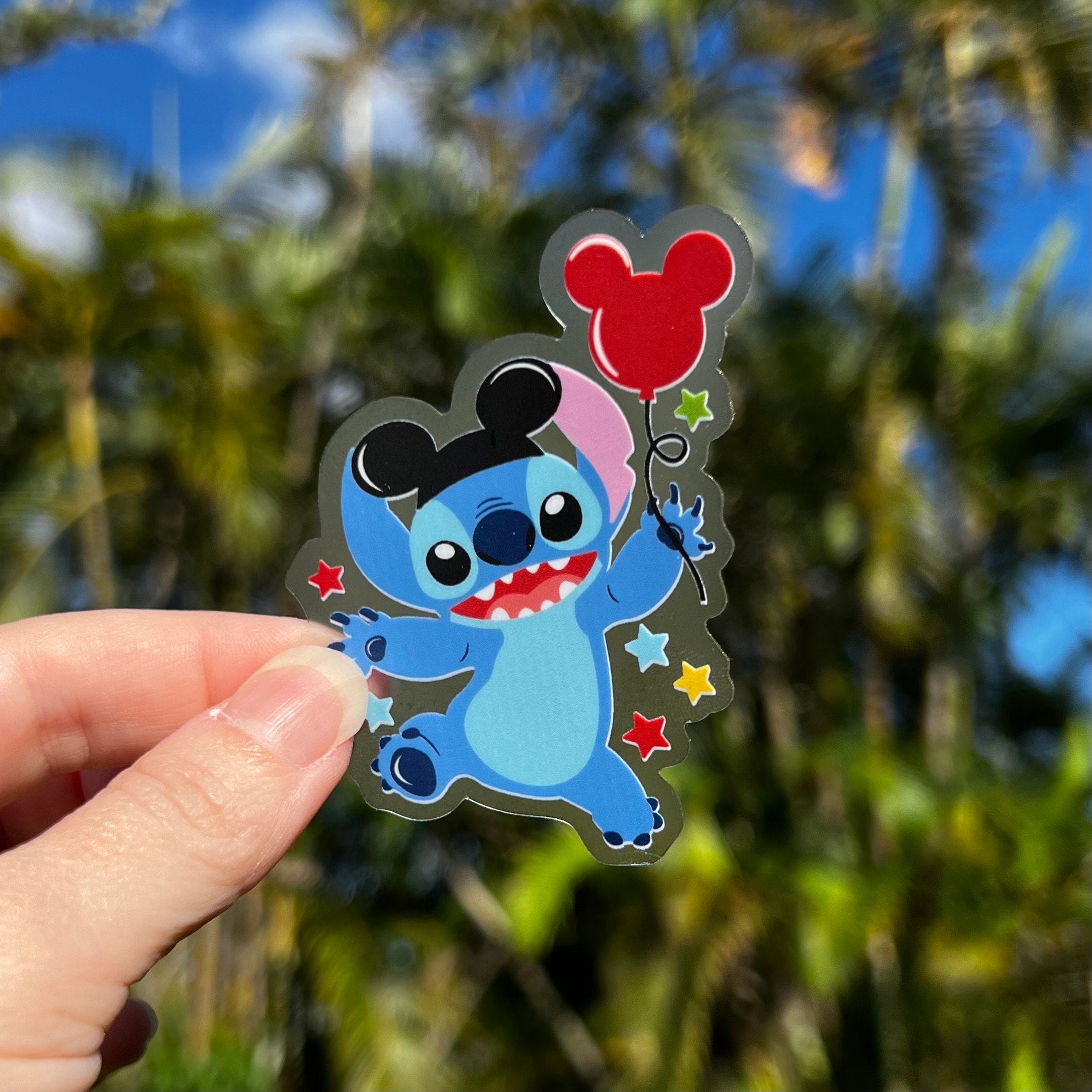 Stitch Does Disney Transparent Sticker great for water bottles, notebooks, laptops, planners, cellphones and MORE! All weather durable