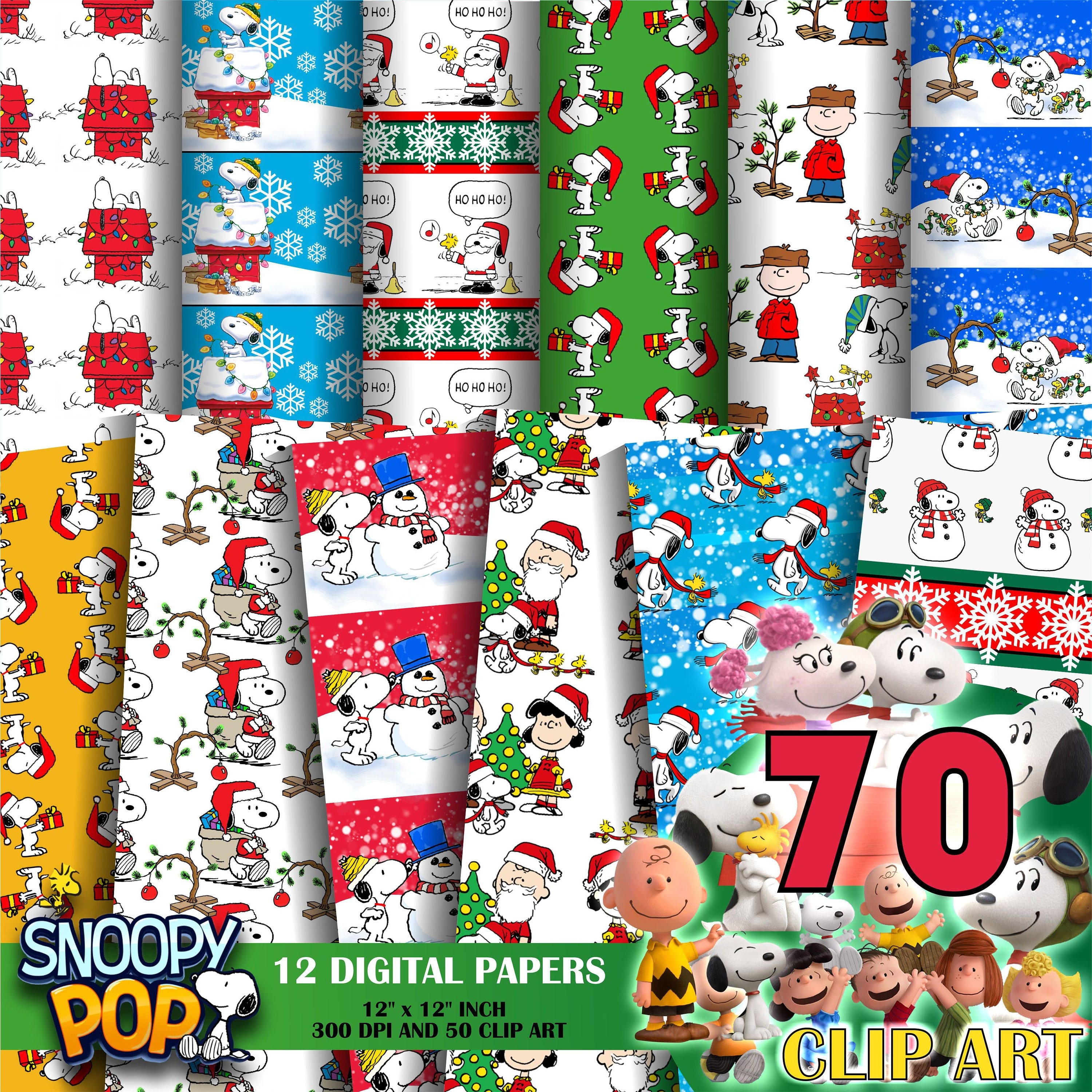 Snoopy Christmas -Charlie Brown Christmas Digital Paper, snoopy birthday decoration, background, printable paper, canvas, party clip arts