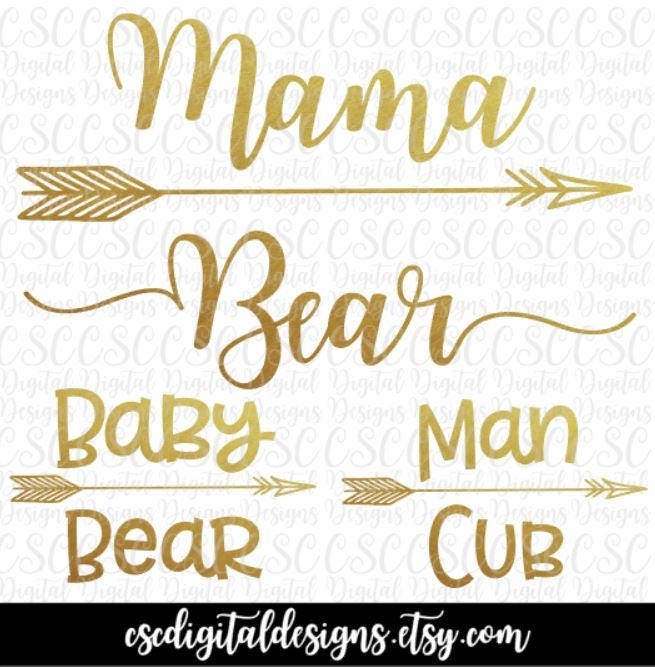 Mama Bear Baby Bear svg, Mama Bear Cut File, Mama Bear Man Cub svg Set,  Mother