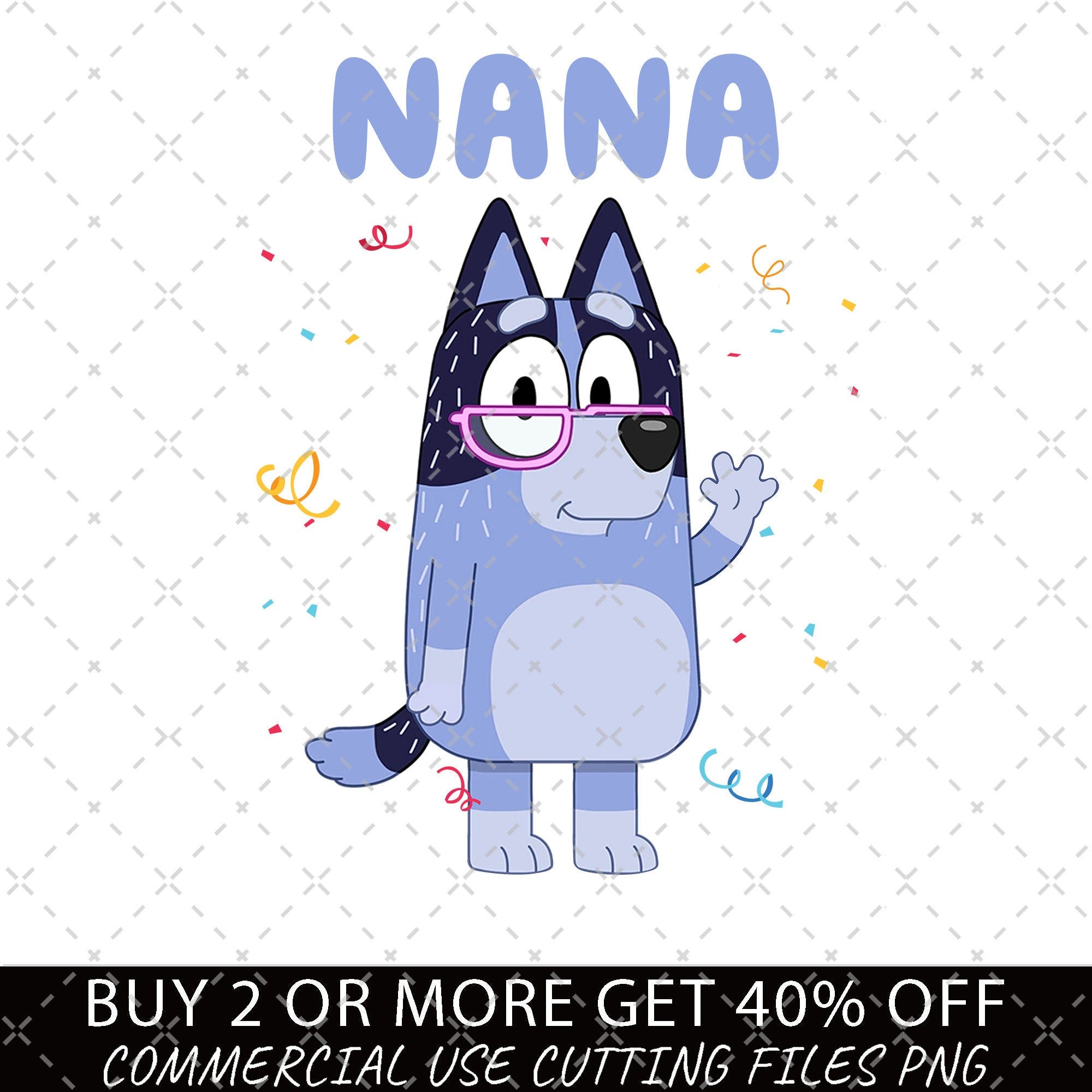 Bluey Nana PNG, Bluey Family Png, Grandma Bluey PNG, Bluey Mothers Day Png, Decal Files, Vinyl Stickers, Car Image, Mothers Day Gifts