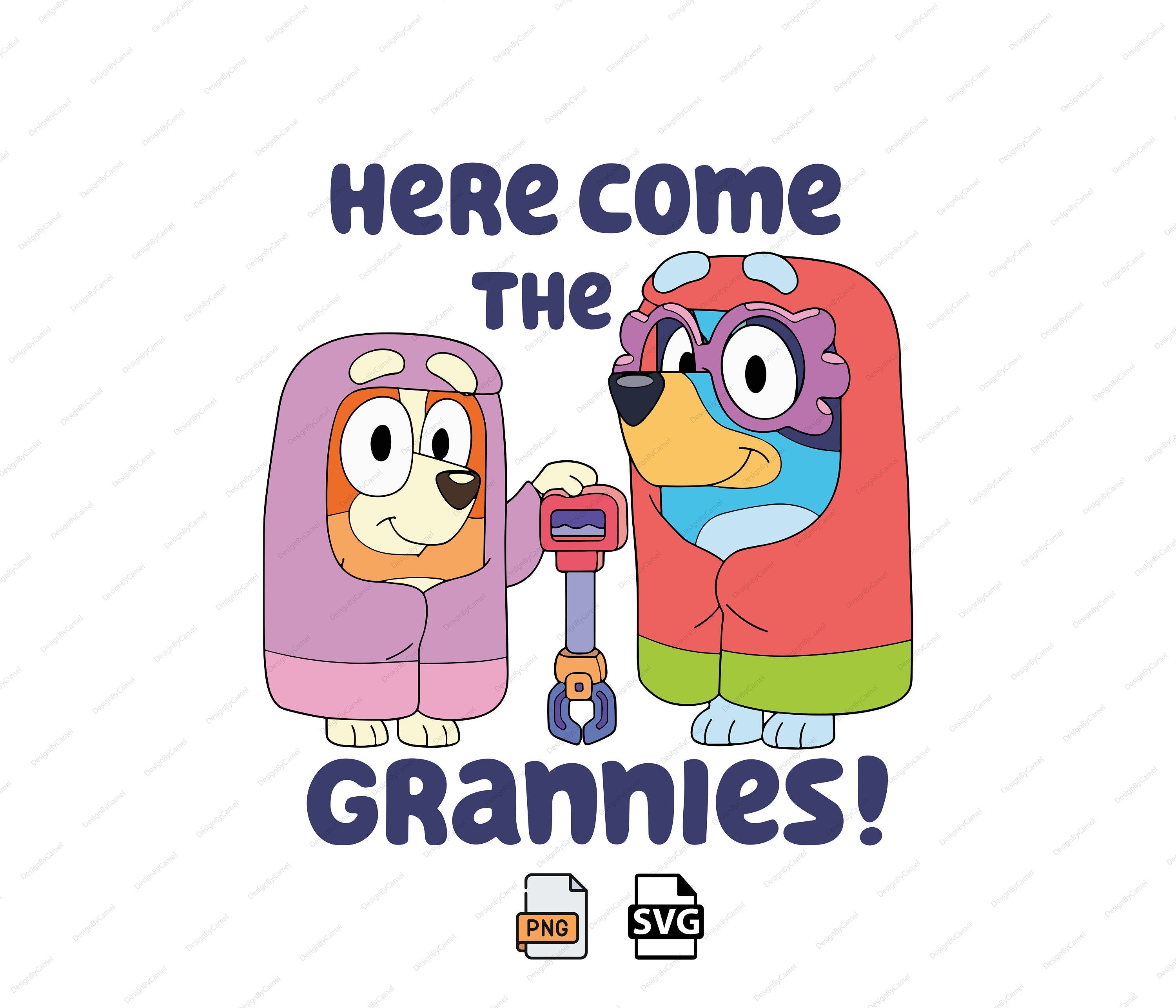 Here Come The Grannies Png, Puppy Grannies Png, Bluey Png, Bluey Svg, Bluey Png File,