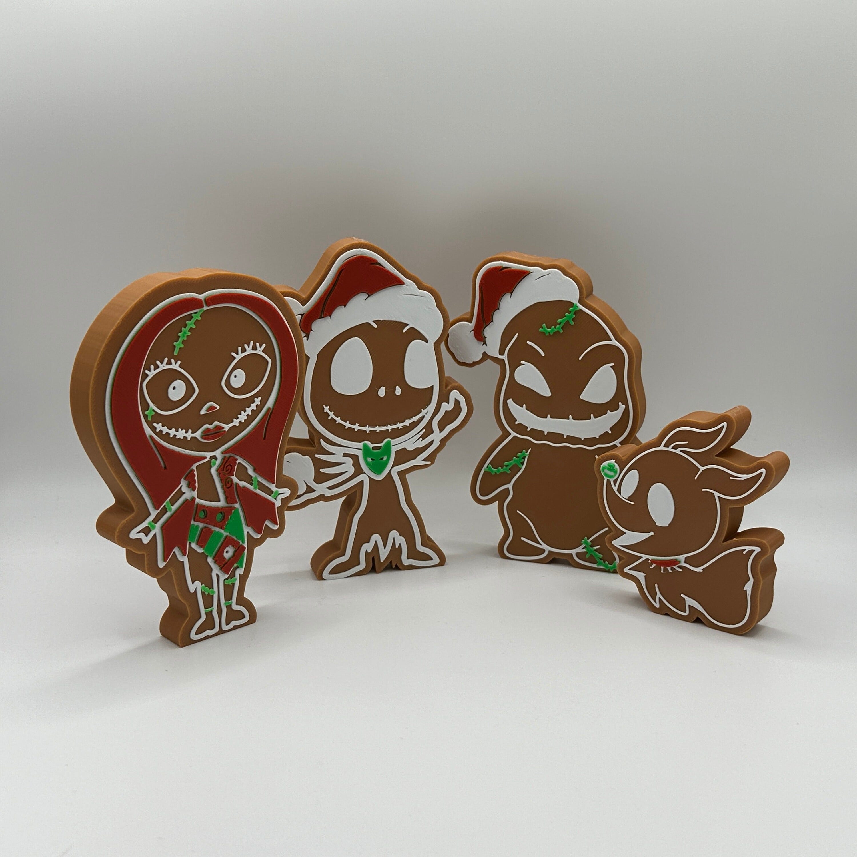 Nightmare Before Christmas Gingerbread Decorations - 3D Printed Jack, Sally, Oogie, Zero