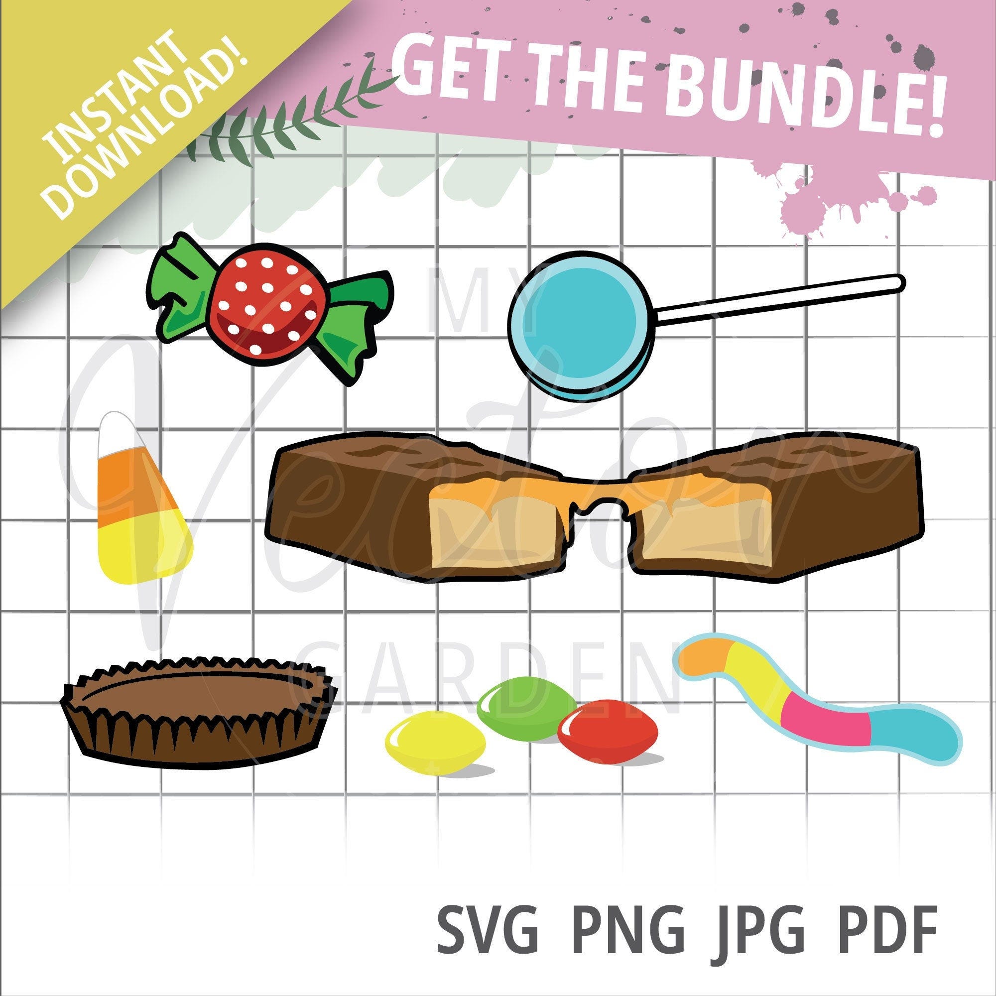 Candy Svg Bundle, Sweets Svg File for Cricut Layered Candy Svg Candy Corn Svg Chocolate Bar Svg Peanut Butter Cup Svg Easter Candy Svg Png