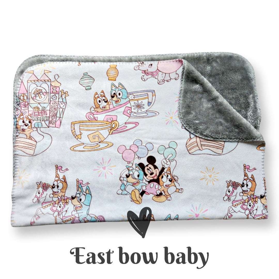 Blue dog Minky blanket, Mickey sherpa blanket, Disney baby blanket, Bluey and Mickey blanket, Bluey and friends Minky, minnie minky blanket