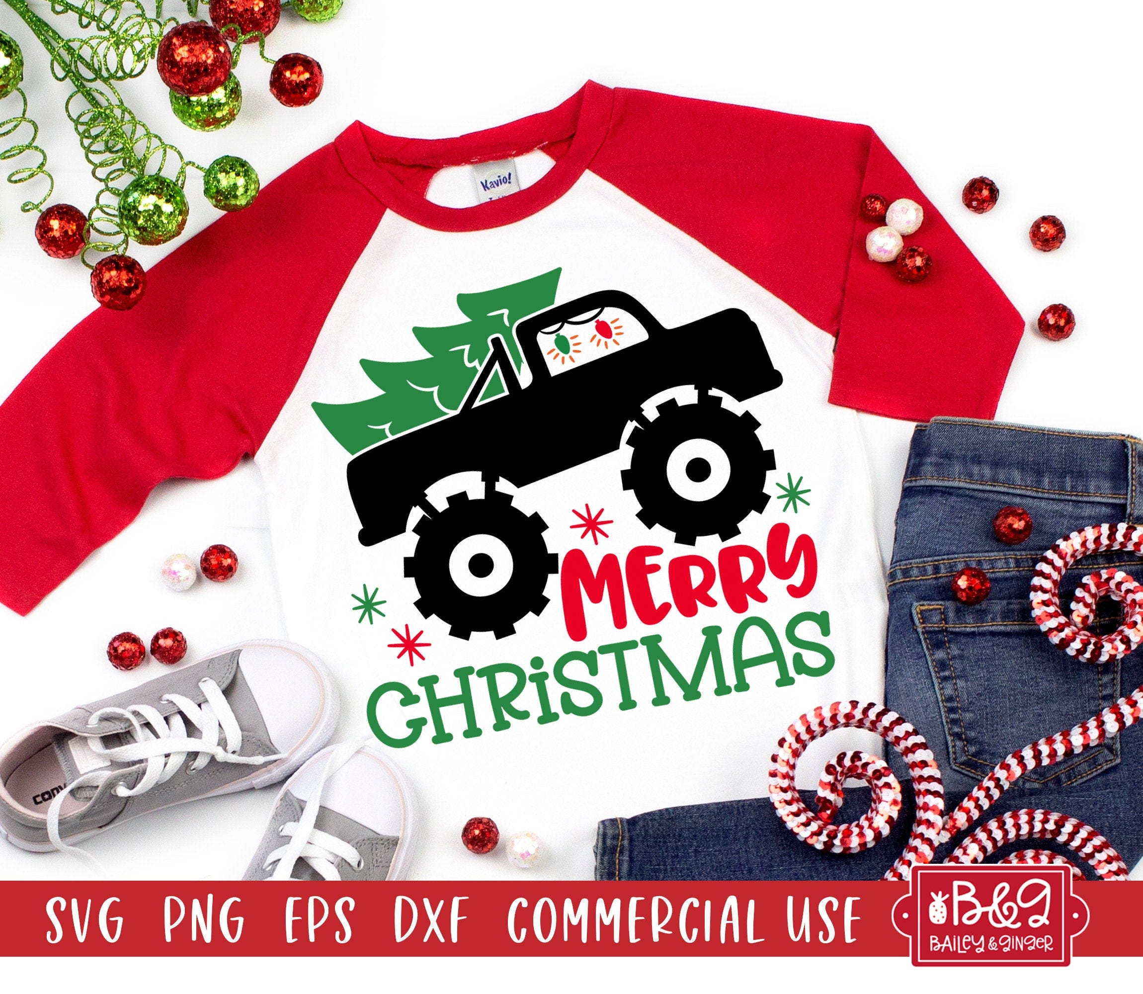 Christmas Monster Truck SVG Cut File - Christmas SVG for Boys Shirts, SVG Cut File, Commercial Use Cut Files for Cricut or Silhouette