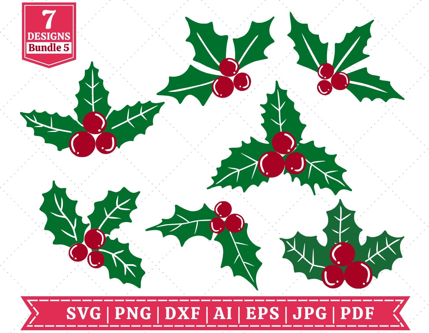 Holly SVG Bundle | Christmas Decor SVG Bundle | Christmas Berries SVG | Cricut Cut File | Sublimation Files