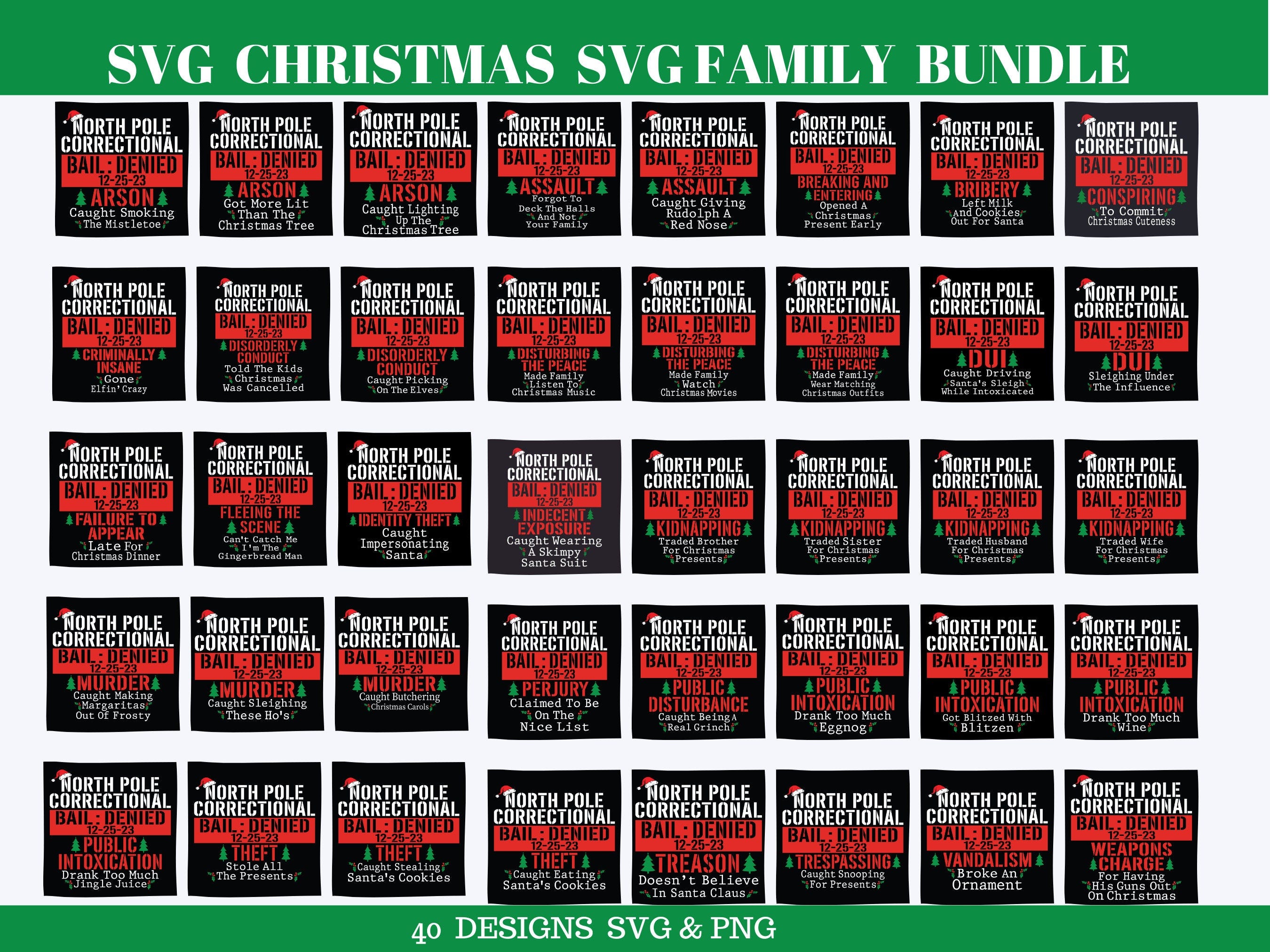 40 Christmas  Matching Family Svg, Christmas North Pole Correctional Funny Xmas Group Festive Bundle, Family Christmas Shirt Svg, Xmas Svg