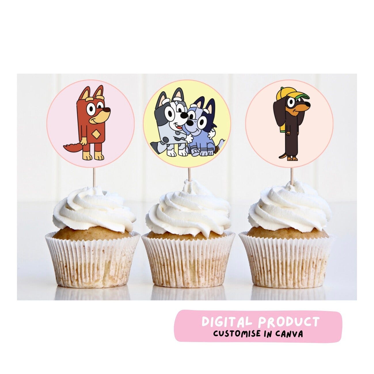 BLUE DOG Park Party | cupcake toppers | digital download | customisable | canva | kids birthday party | girls | blue heeler | puppy